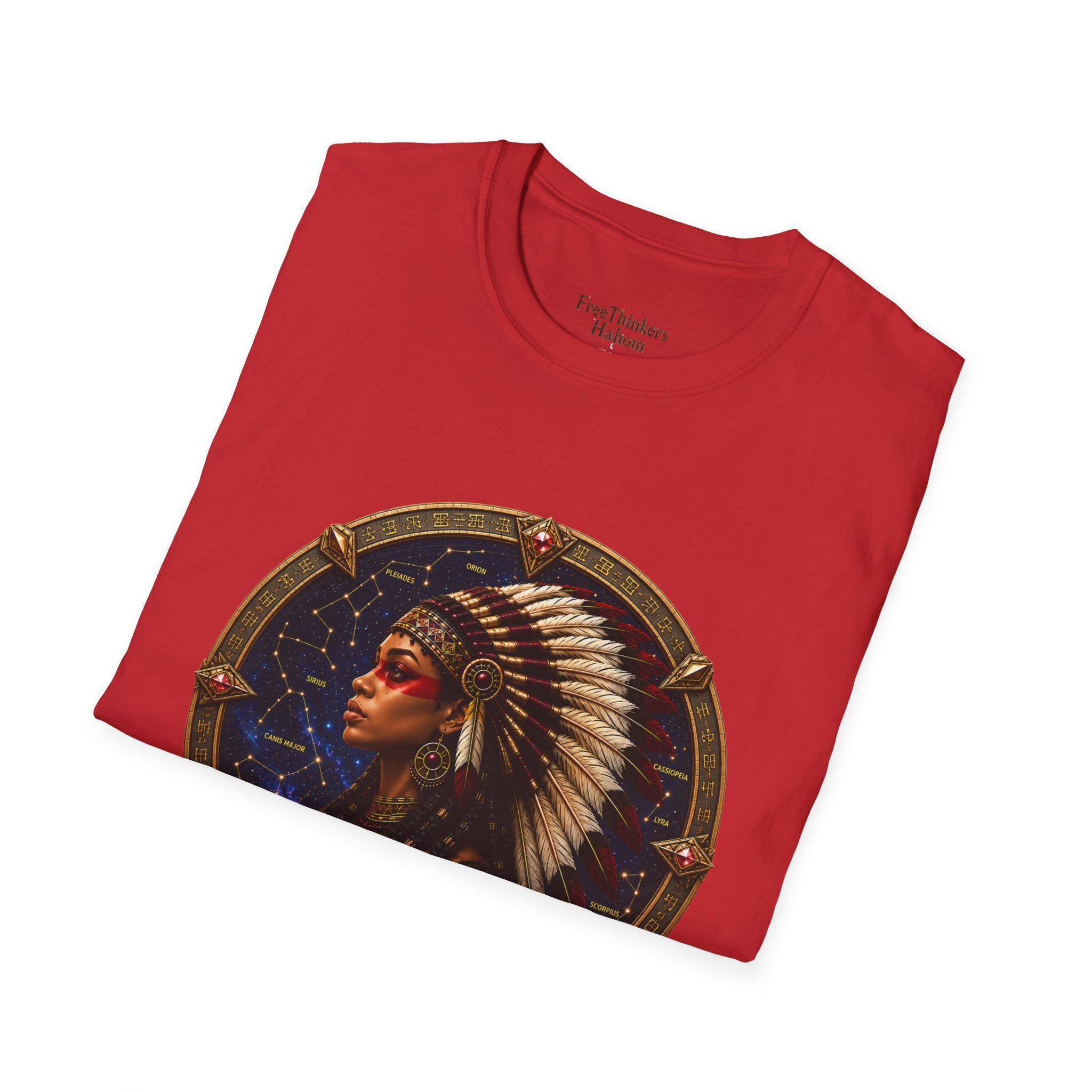 American Indian Matriach Headdress T-Shirt Tribal Portrait Tee, view 17