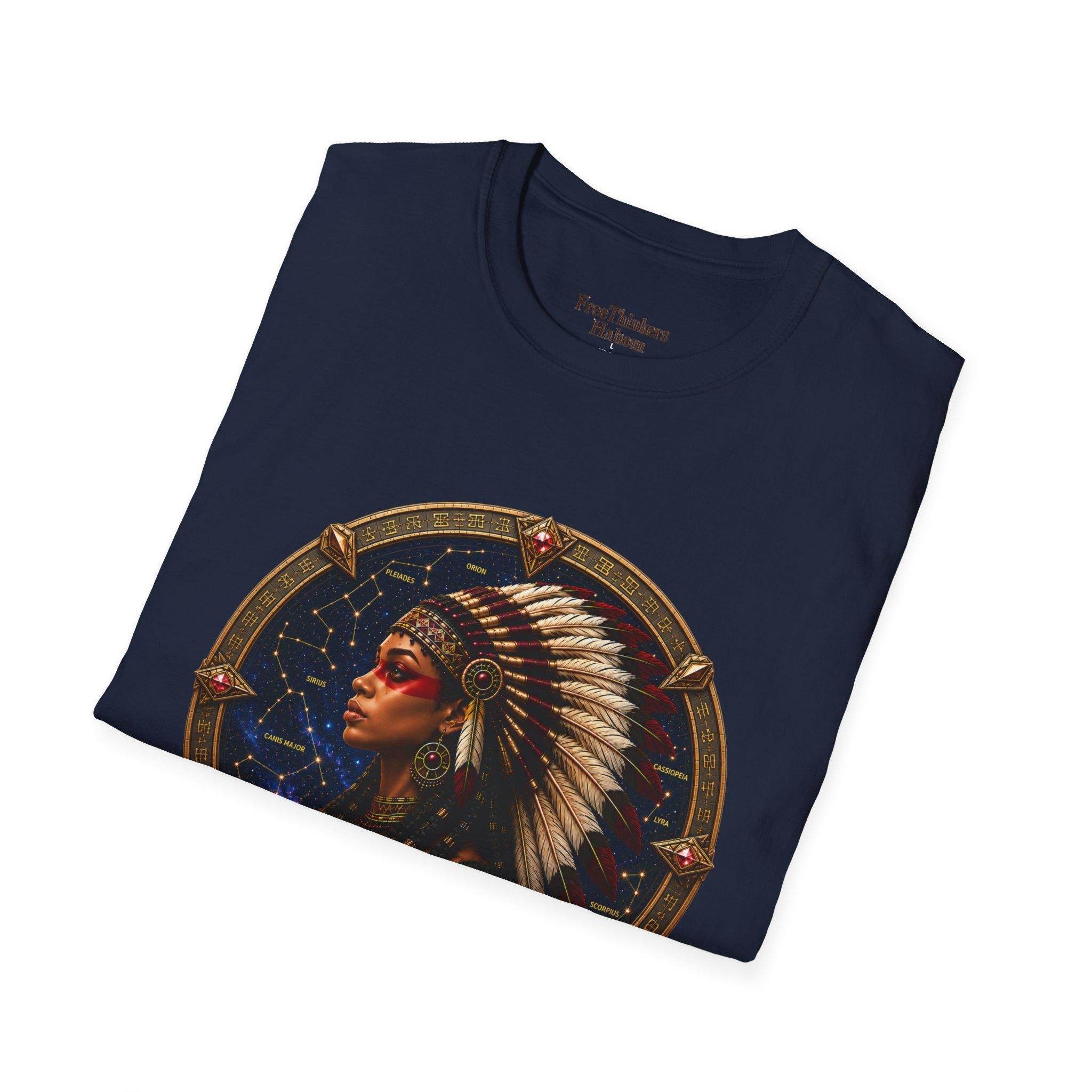 American Indian Matriach Headdress T-Shirt Tribal Portrait Tee, view 18