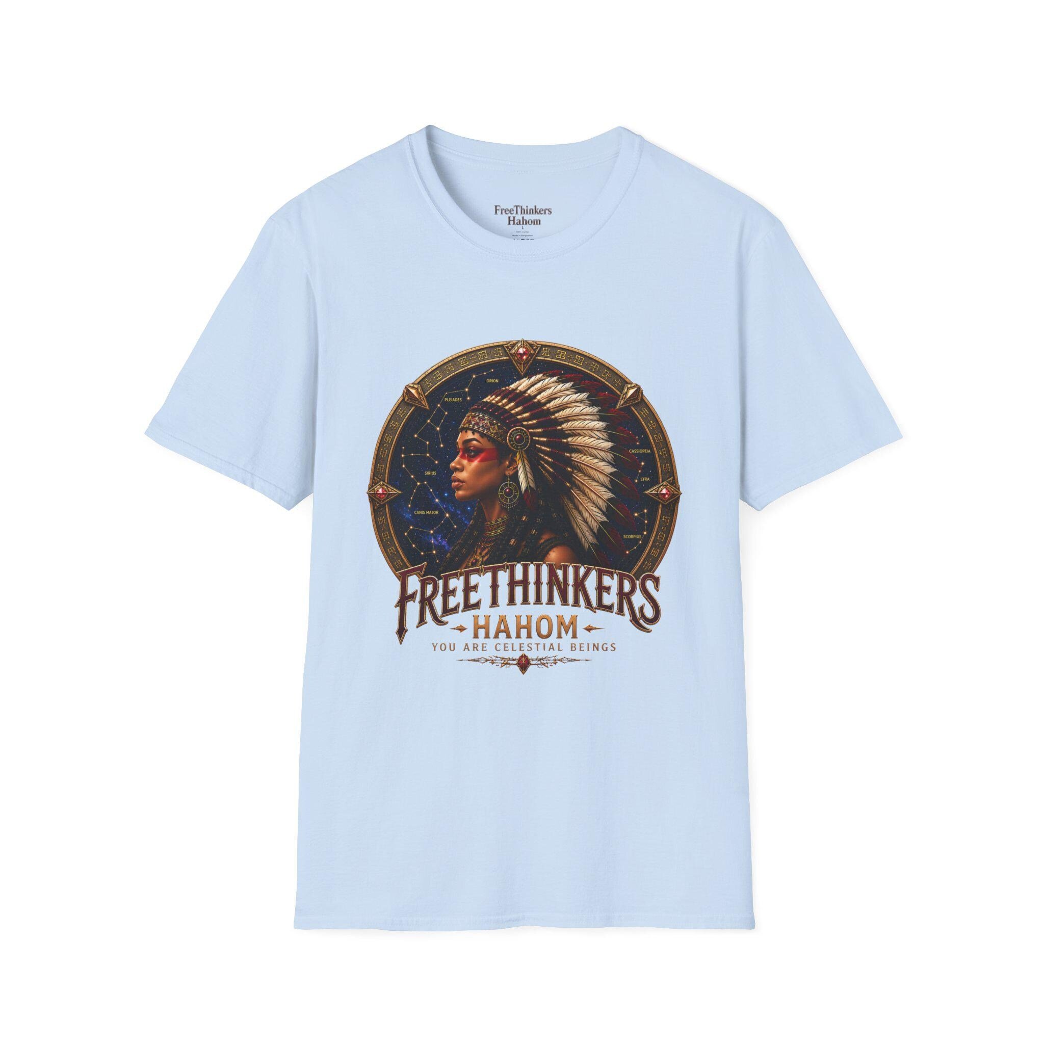 American Indian Matriach Headdress T-Shirt Tribal Portrait Tee, view 6