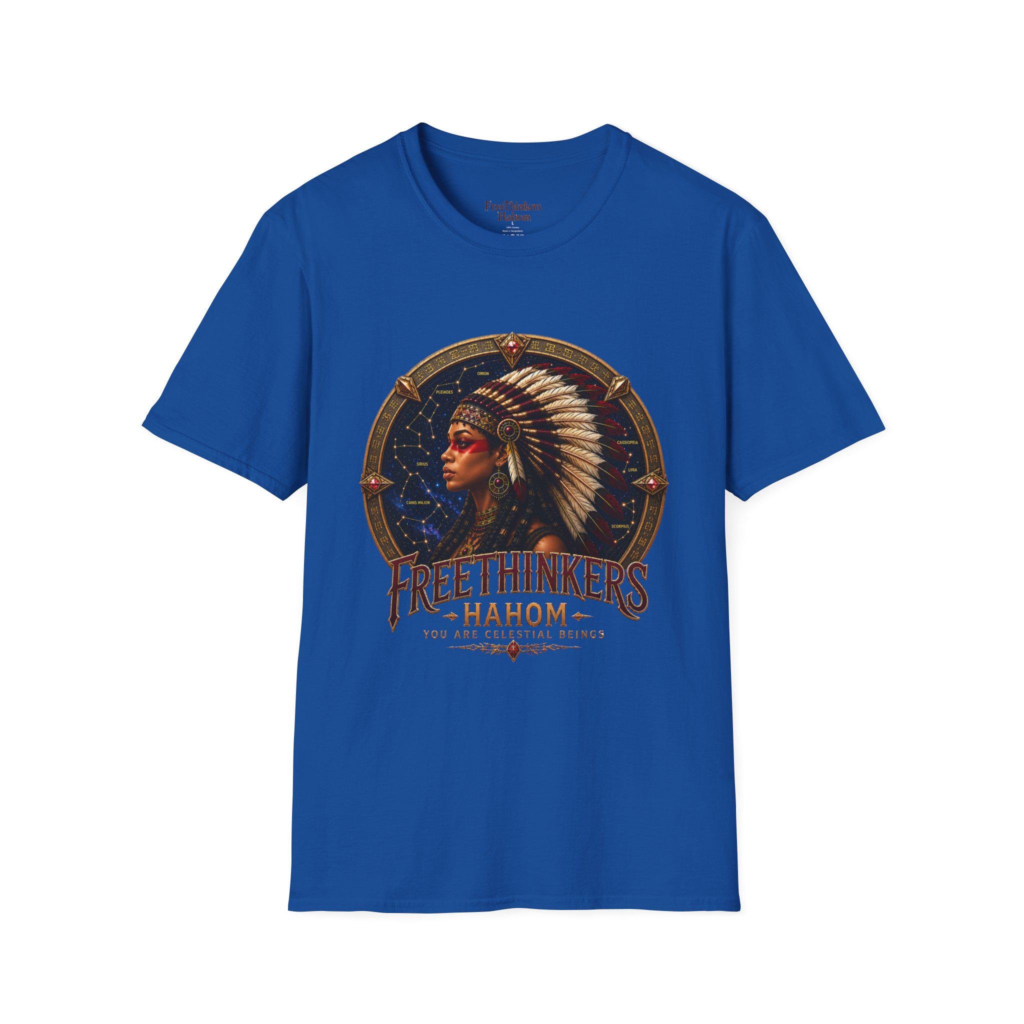 American Indian Matriach Headdress T-Shirt Tribal Portrait Tee, view 8