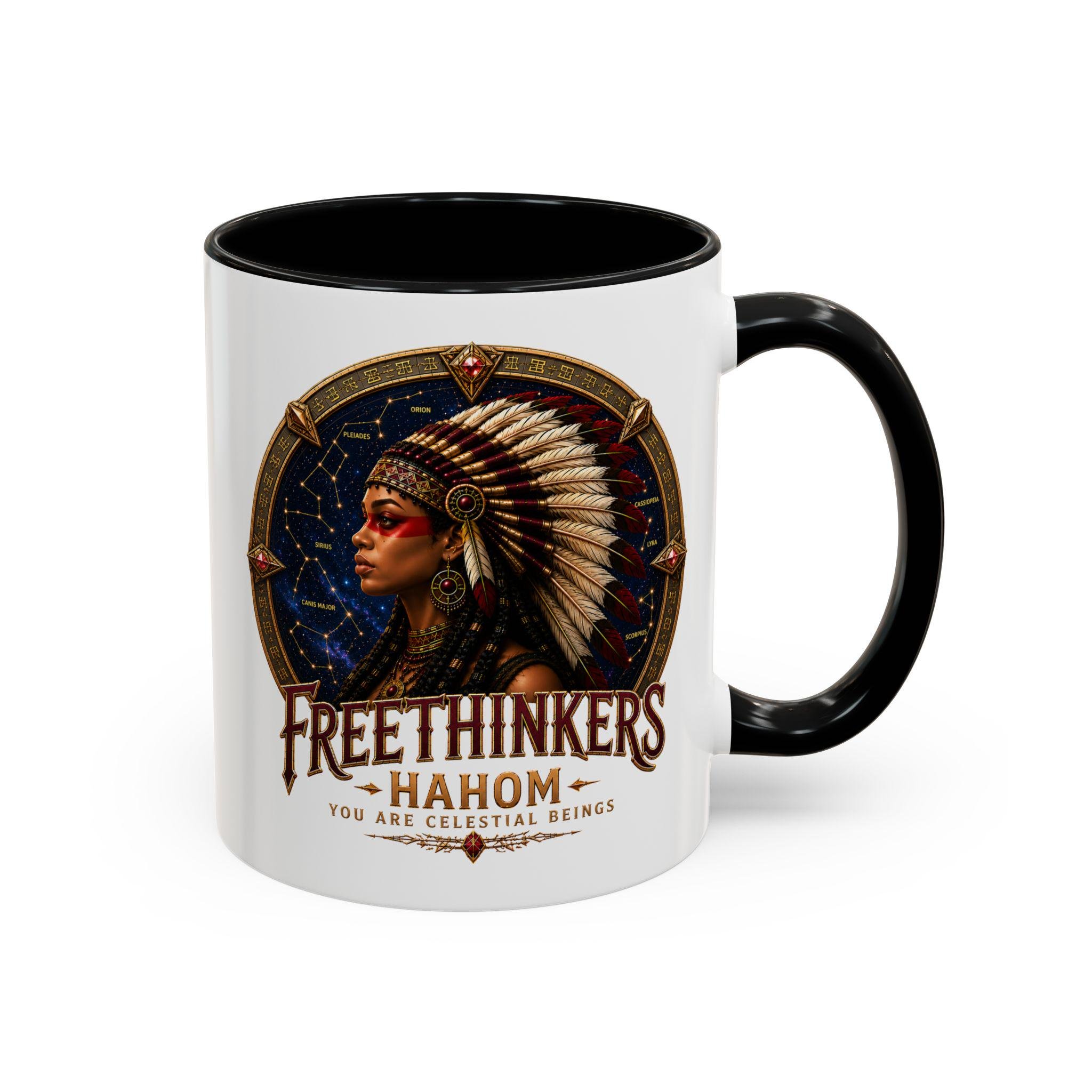 Freethinkers Hahom American Indian Headdress Mug Accent Coffee Mug 11oz 15oz