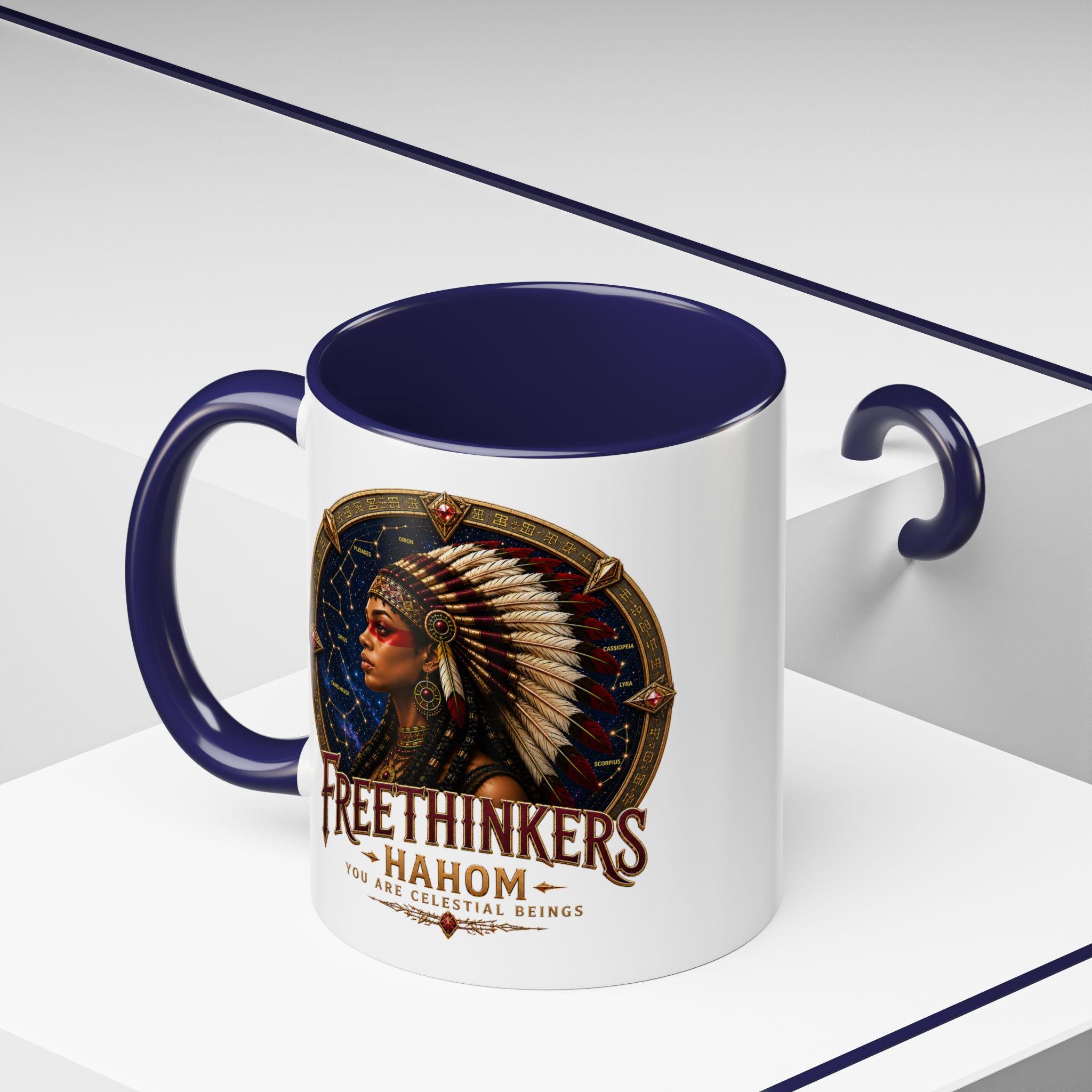 Freethinkers Hahom American Indian Headdress Mug Accent Coffee Mug 11oz 15oz, view 10