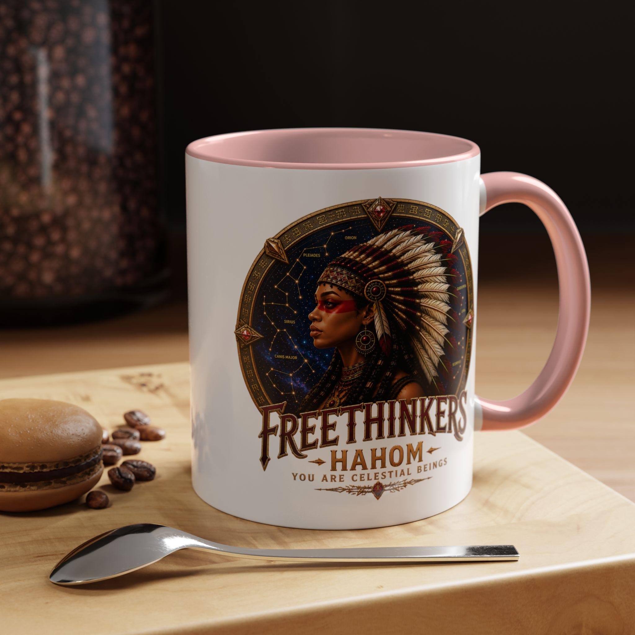 Freethinkers Hahom American Indian Headdress Mug Accent Coffee Mug 11oz 15oz, view 13