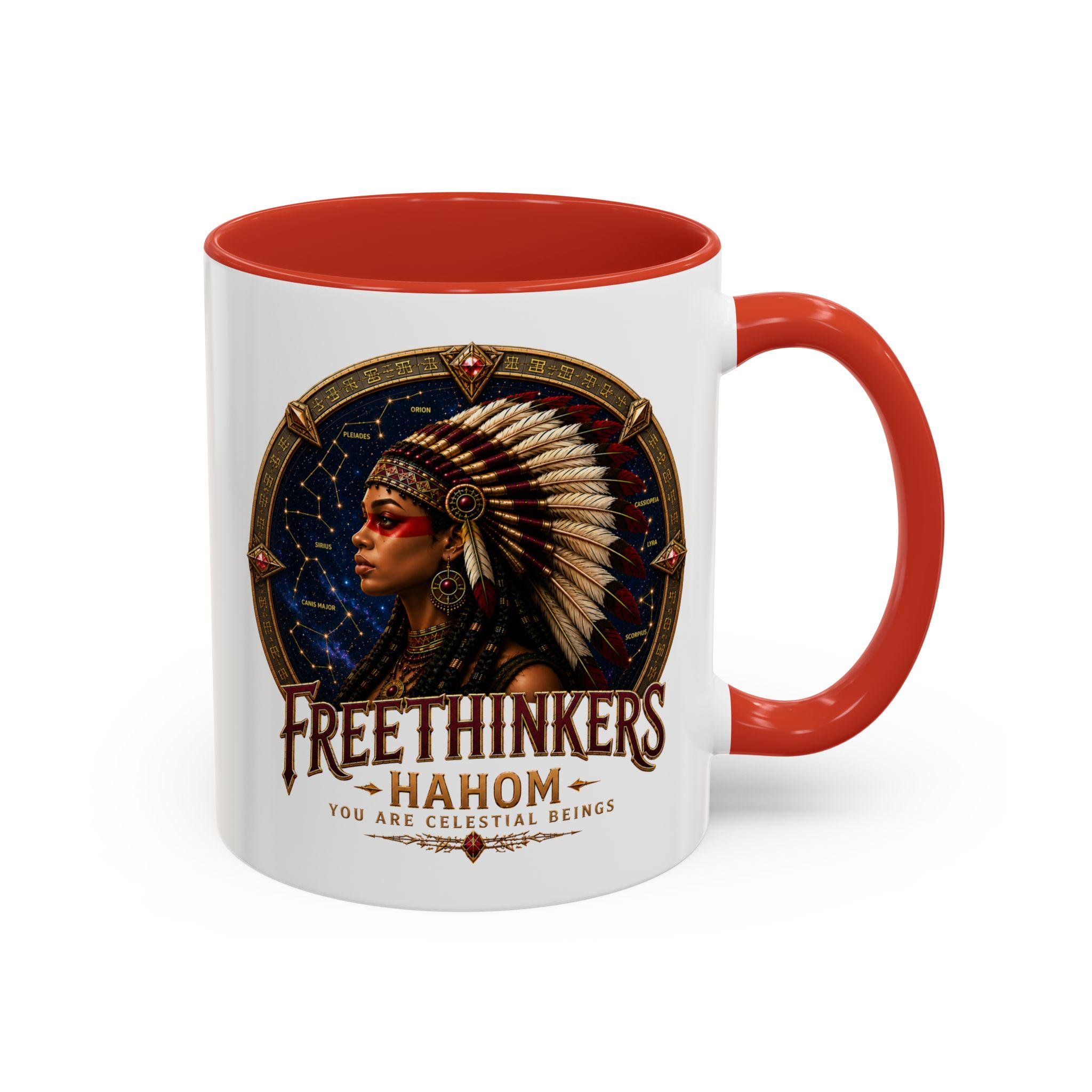 Freethinkers Hahom American Indian Headdress Mug Accent Coffee Mug 11oz 15oz, view 14