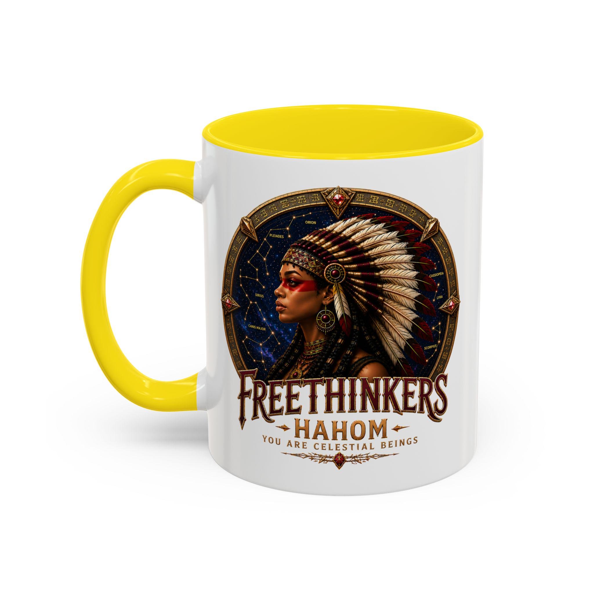 Freethinkers Hahom American Indian Headdress Mug Accent Coffee Mug 11oz 15oz, view 15