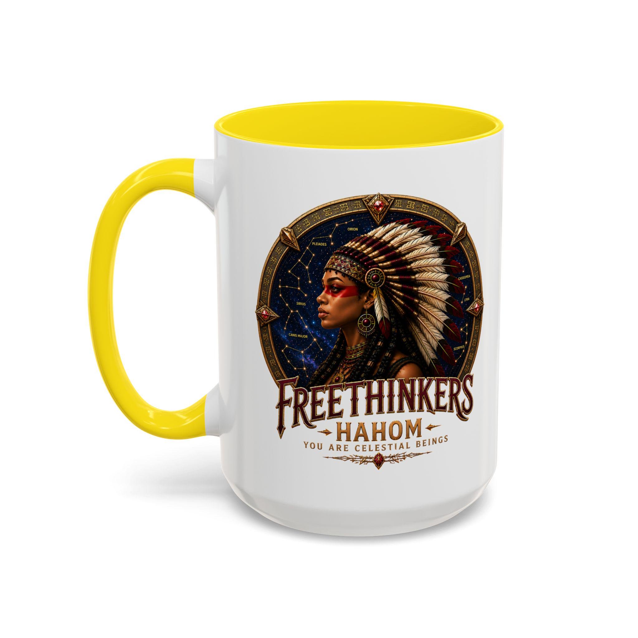 Freethinkers Hahom American Indian Headdress Mug Accent Coffee Mug 11oz 15oz, view 16