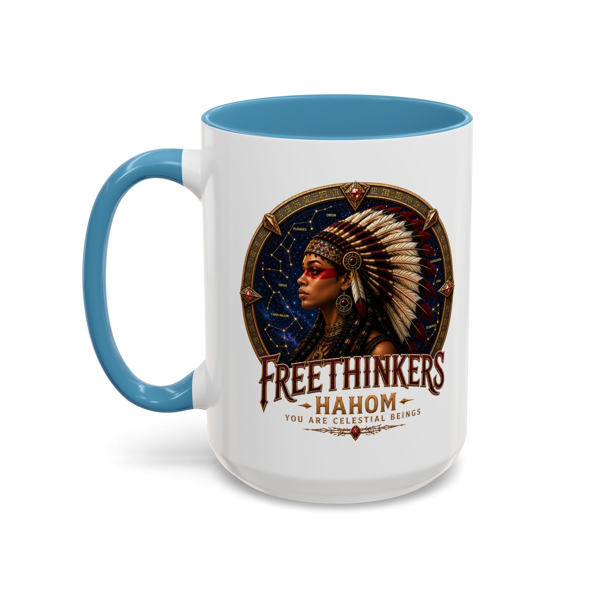 Freethinkers Hahom American Indian Headdress Mug Accent Coffee Mug 11oz 15oz, view 18