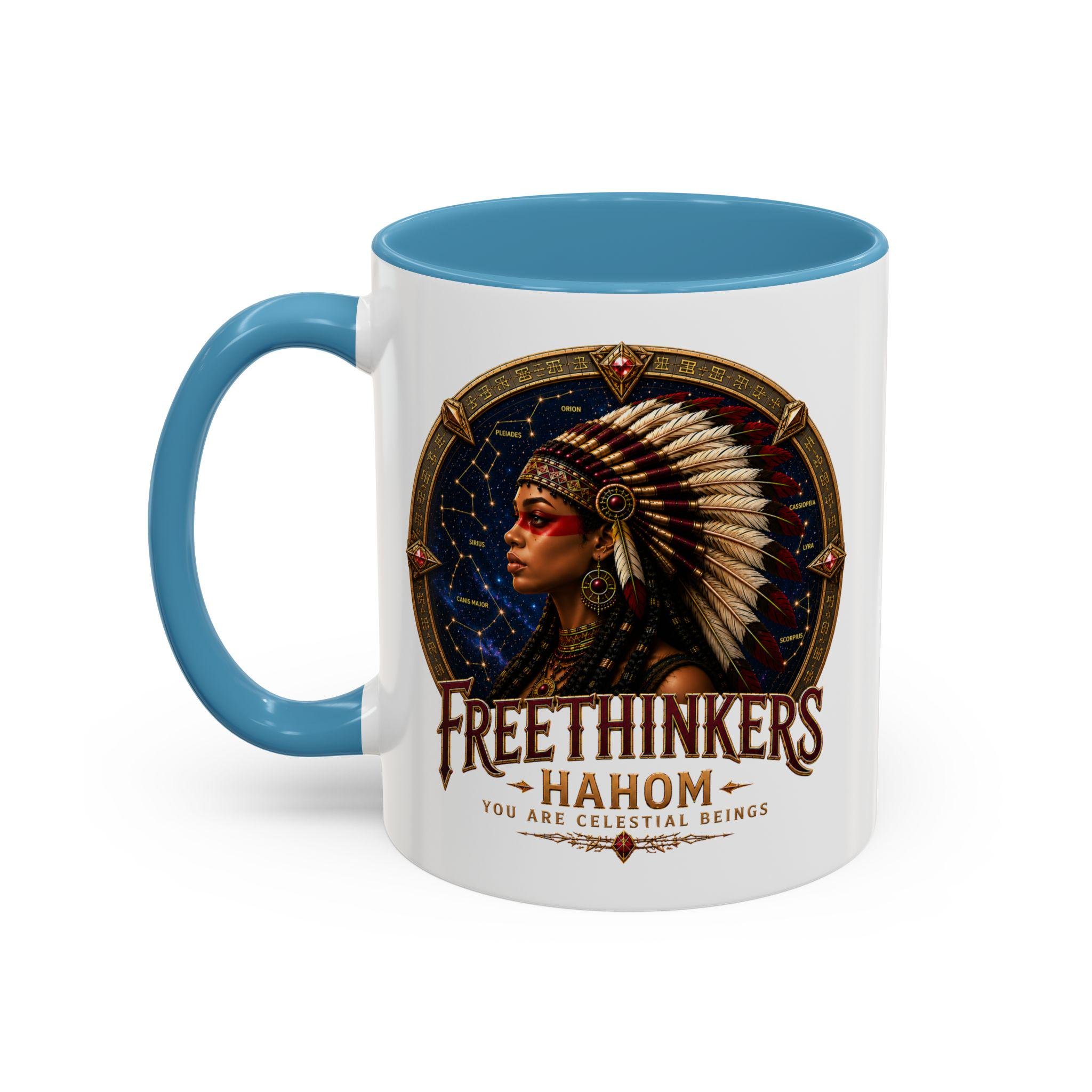 Freethinkers Hahom American Indian Headdress Mug Accent Coffee Mug 11oz 15oz, view 19