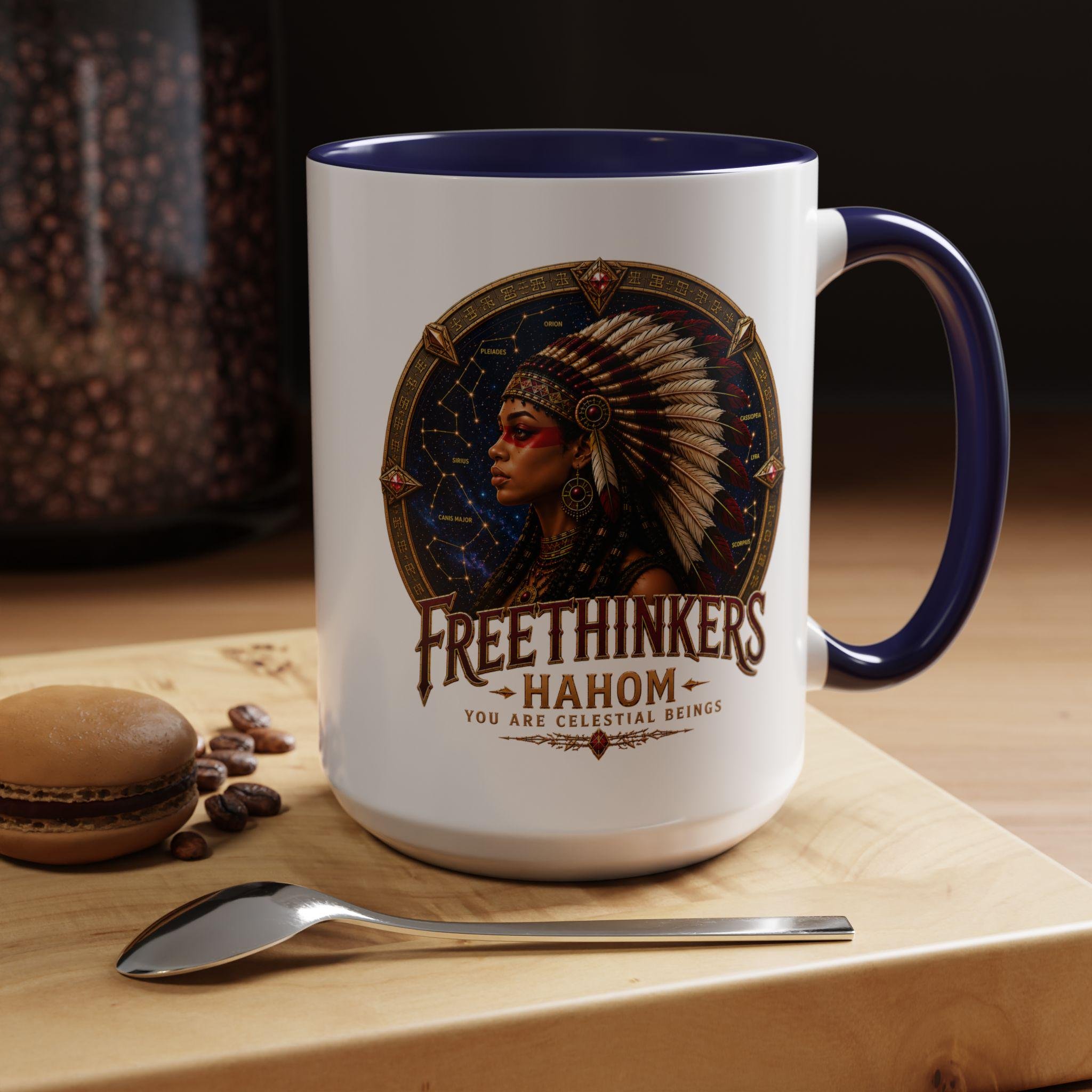Freethinkers Hahom American Indian Headdress Mug Accent Coffee Mug 11oz 15oz, view 20