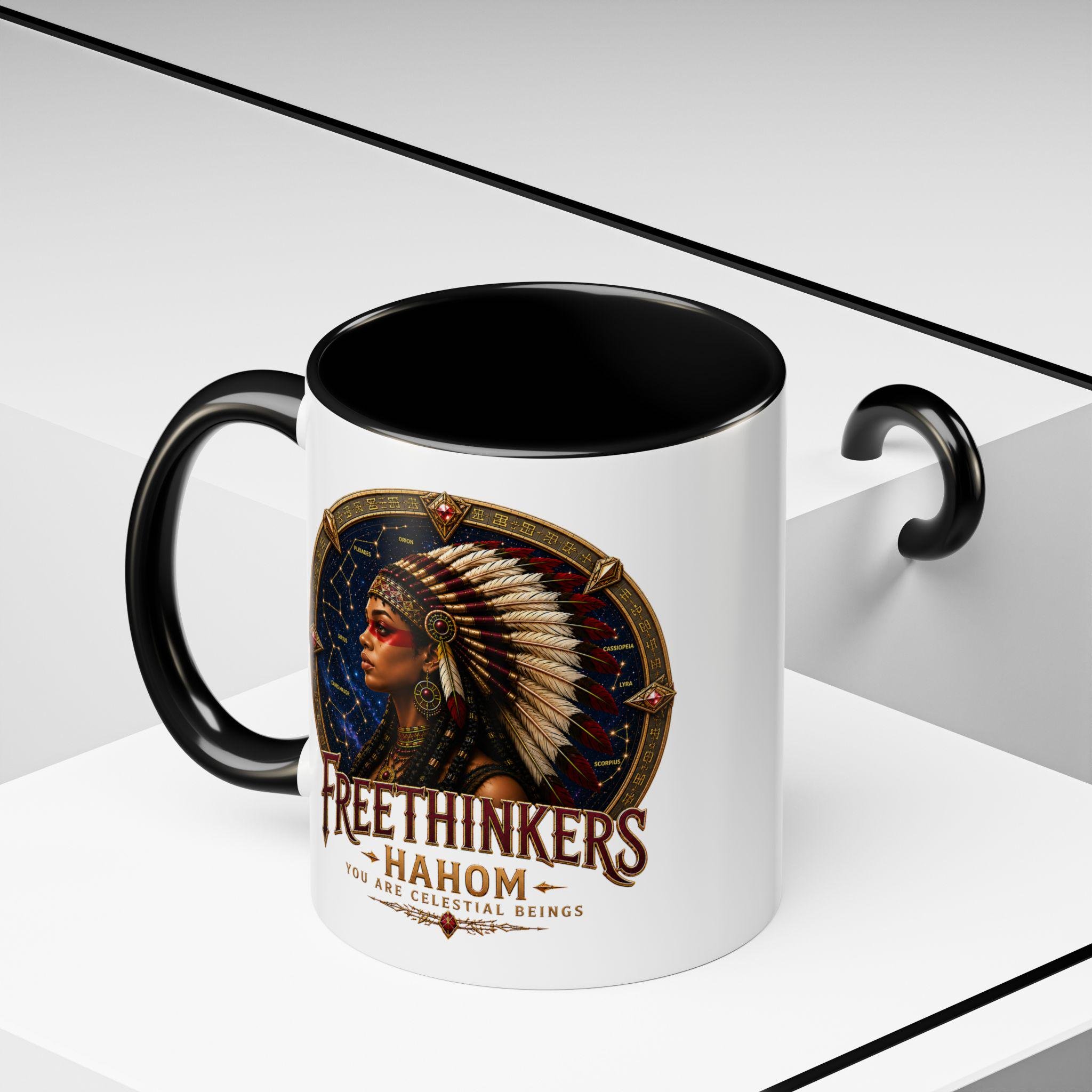 Freethinkers Hahom American Indian Headdress Mug Accent Coffee Mug 11oz 15oz, view 4