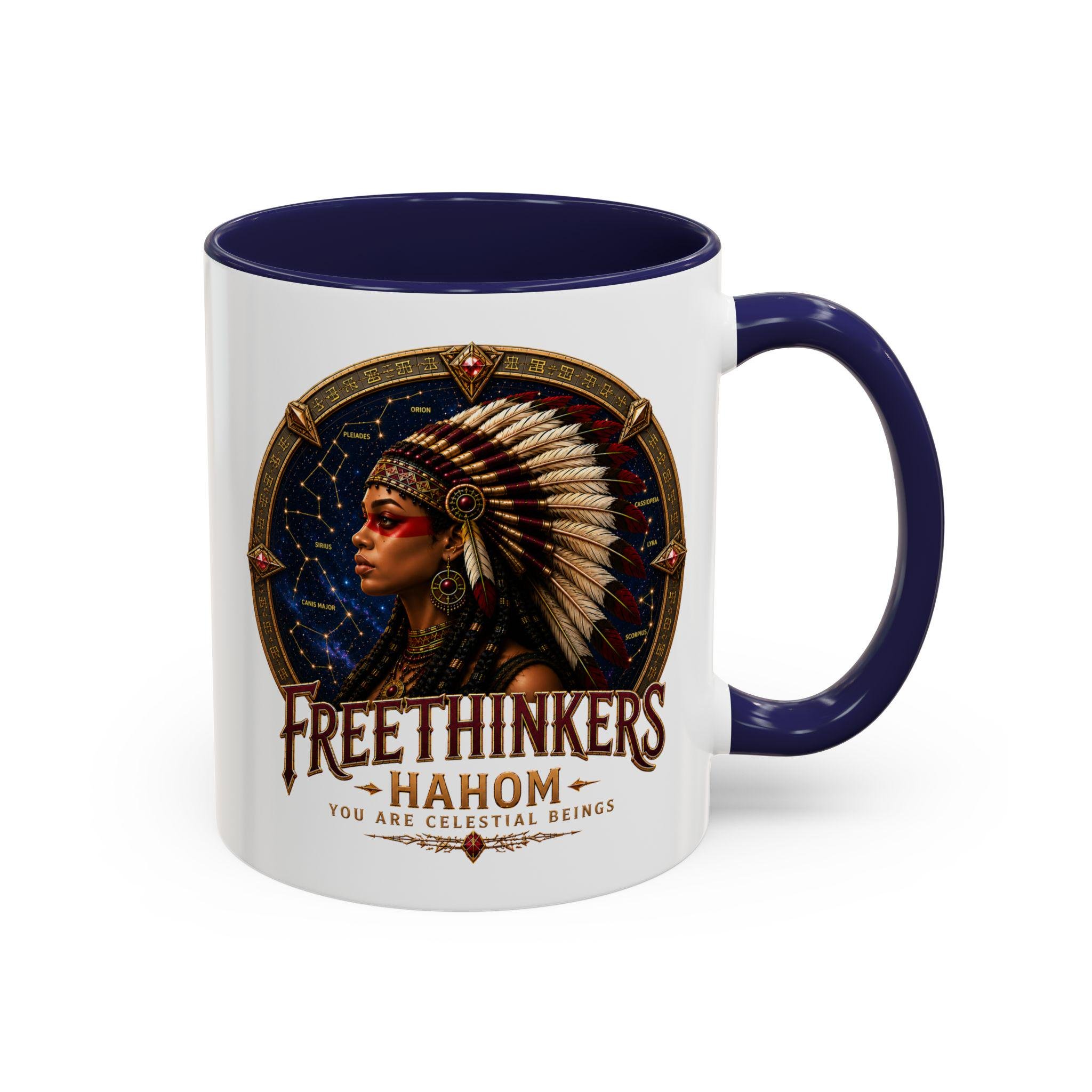 Freethinkers Hahom American Indian Headdress Mug Accent Coffee Mug 11oz 15oz, view 6