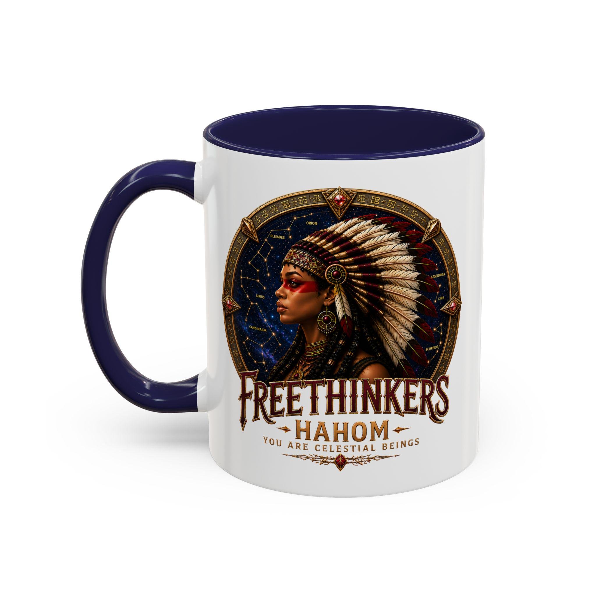 Freethinkers Hahom American Indian Headdress Mug Accent Coffee Mug 11oz 15oz, view 7