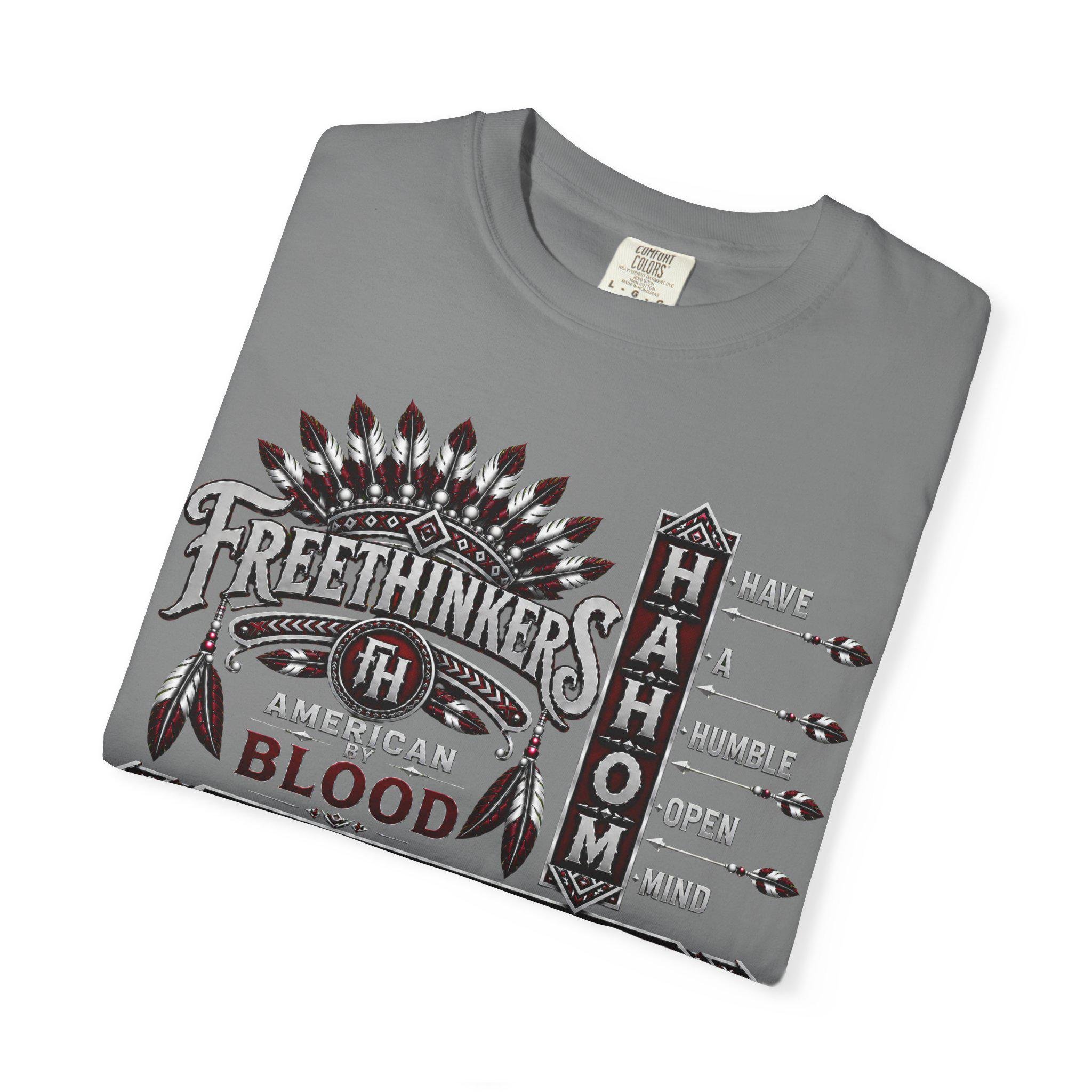 Freethinkers Hahom Feather Headdress Graphic T-Shirt | Retro Tribal Arrow Design, view 10