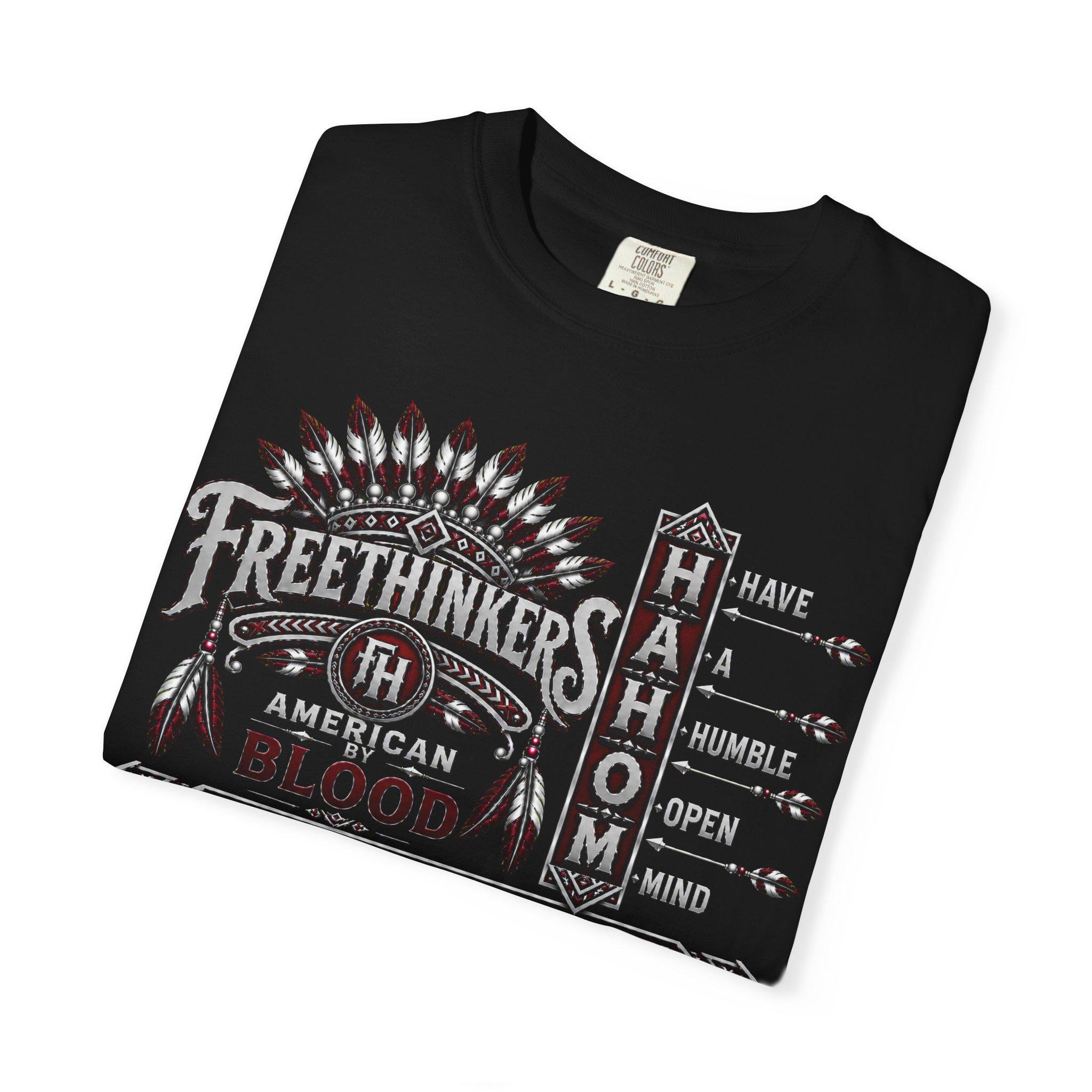 Freethinkers Hahom Feather Headdress Graphic T-Shirt | Retro Tribal Arrow Design, view 11