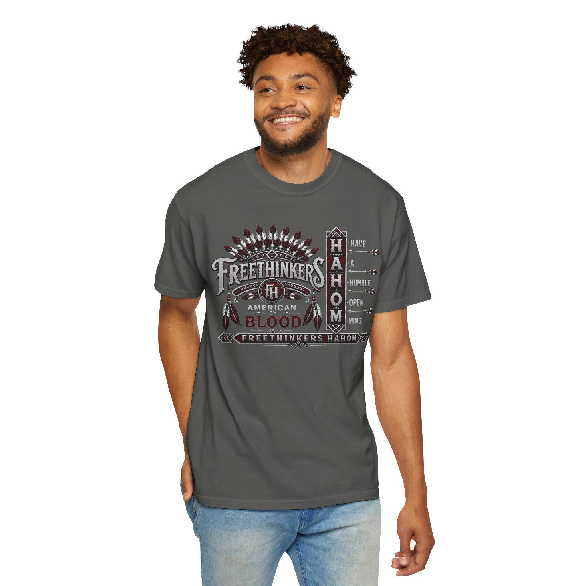 Freethinkers Hahom Feather Headdress Graphic T-Shirt | Retro Tribal Arrow Design, view 12