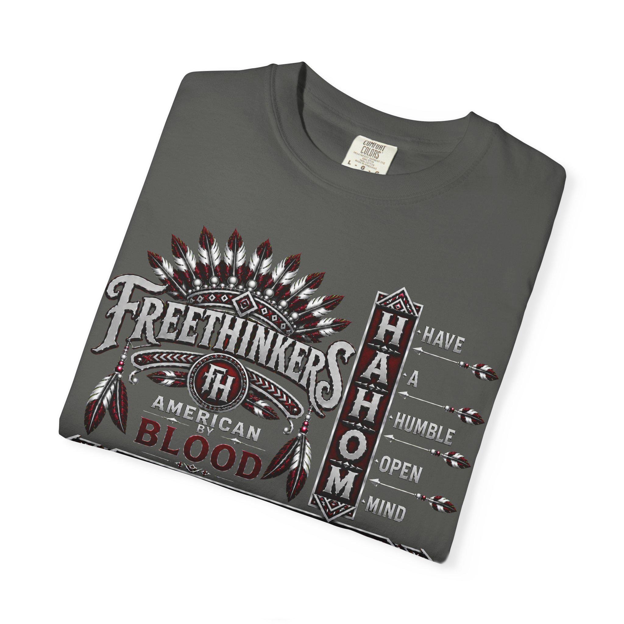 Freethinkers Hahom Feather Headdress Graphic T-Shirt | Retro Tribal Arrow Design, view 9