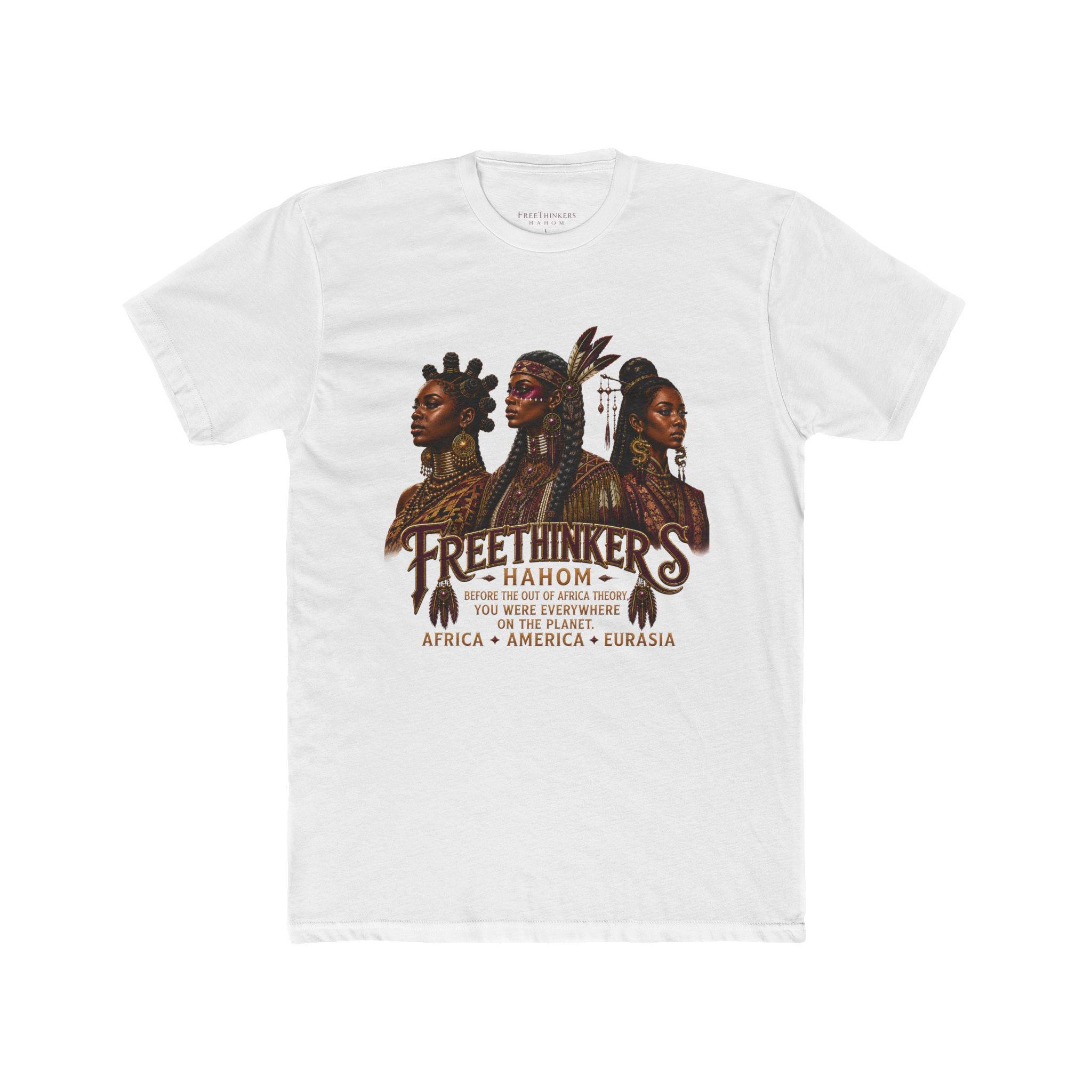 Freethinkers Hahom graphic tee Three women portrait Africa America Eurasia, view 2