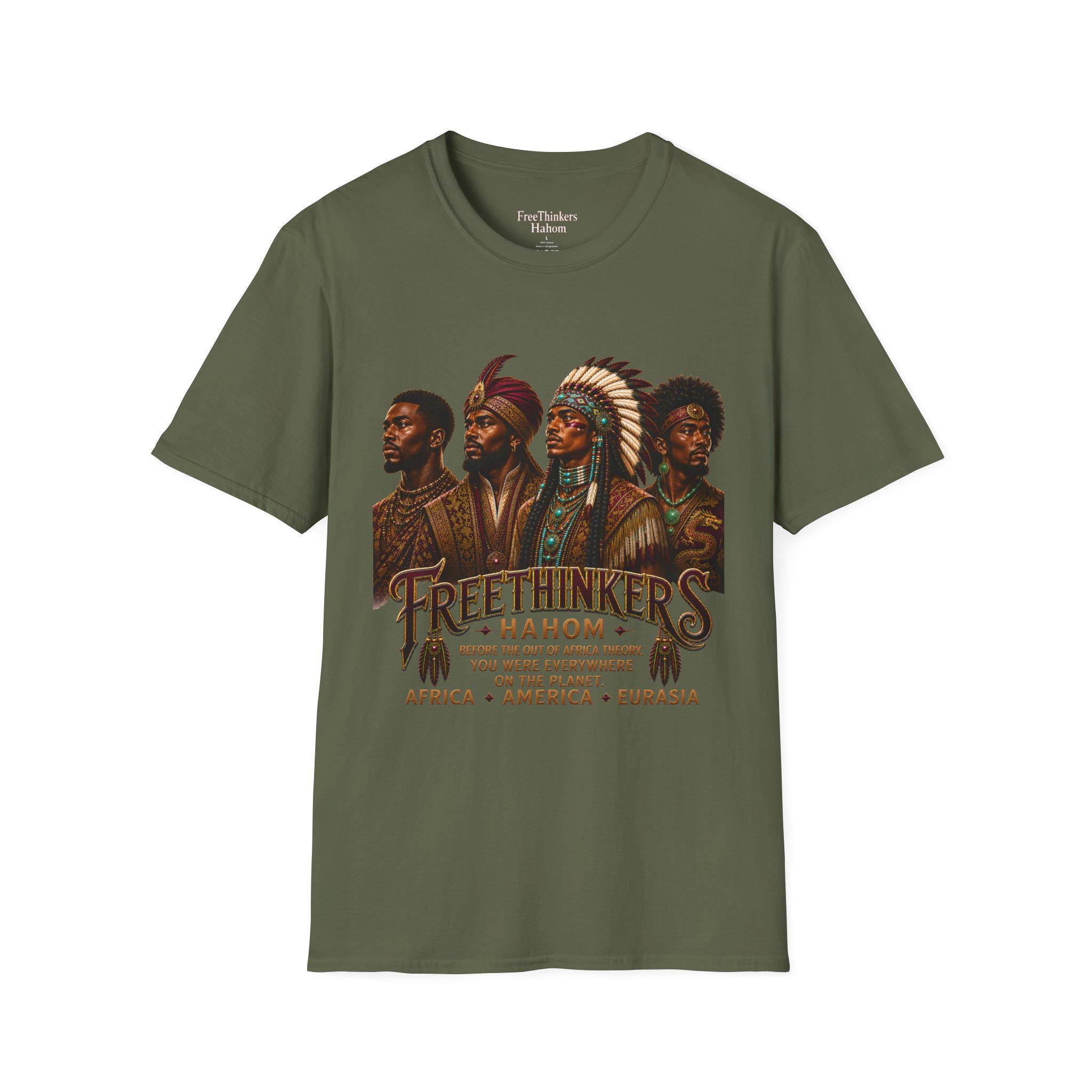 Four Tribal Leaders portrait T-Shirt Cultural Artwork Africa America Europe Asia Tartaria