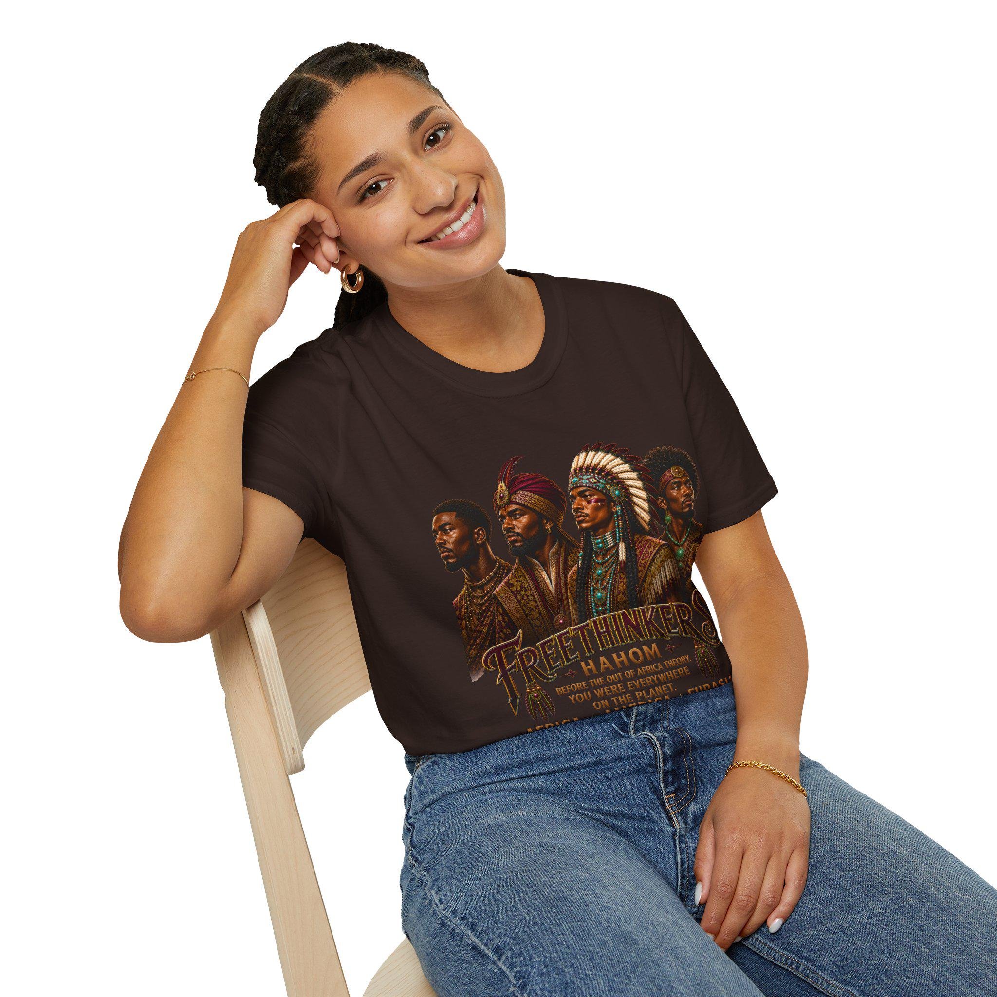 Four Tribal Leaders portrait T-Shirt Cultural Artwork Africa America Europe Asia Tartaria, view 17