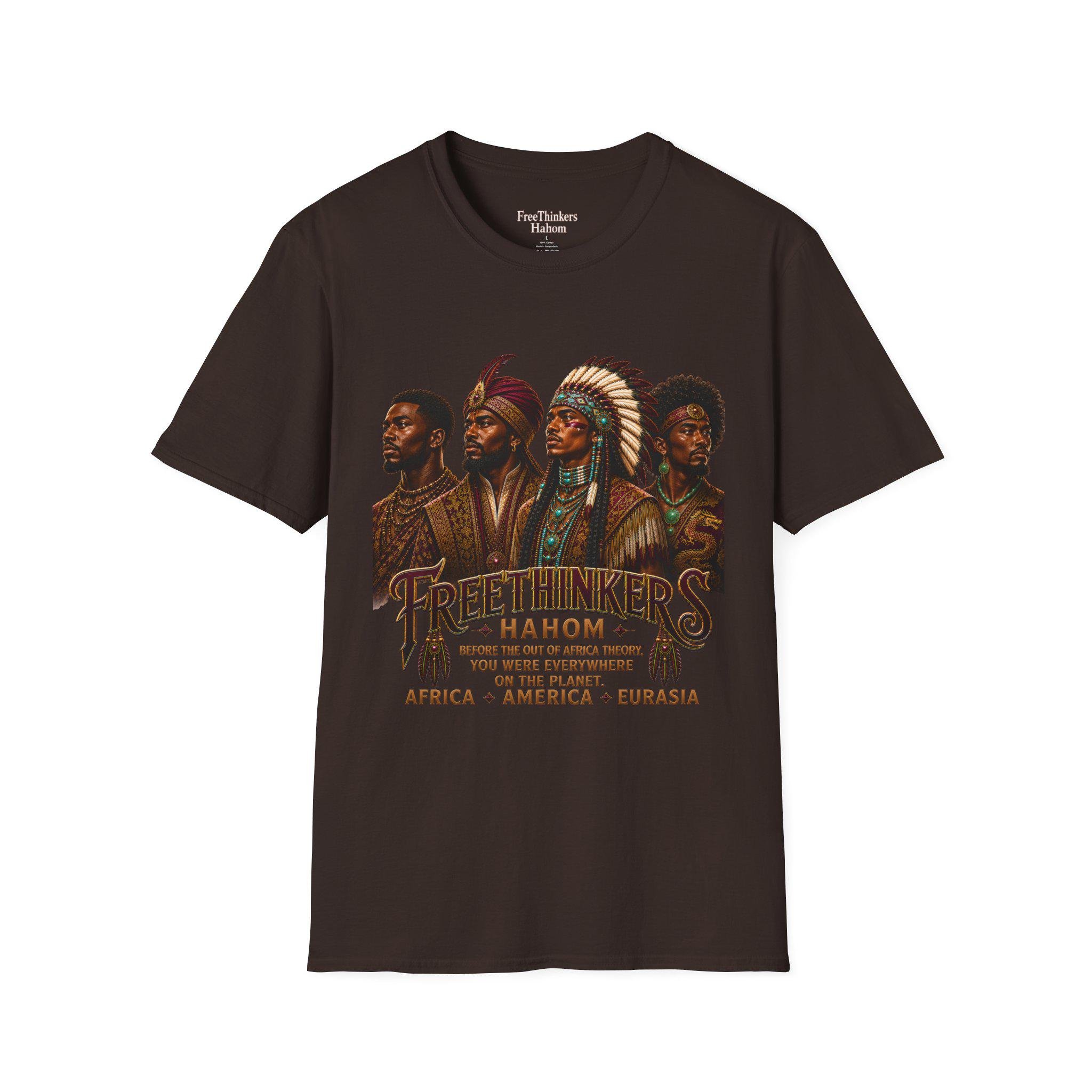Four Tribal Leaders portrait T-Shirt Cultural Artwork Africa America Europe Asia Tartaria, view 5