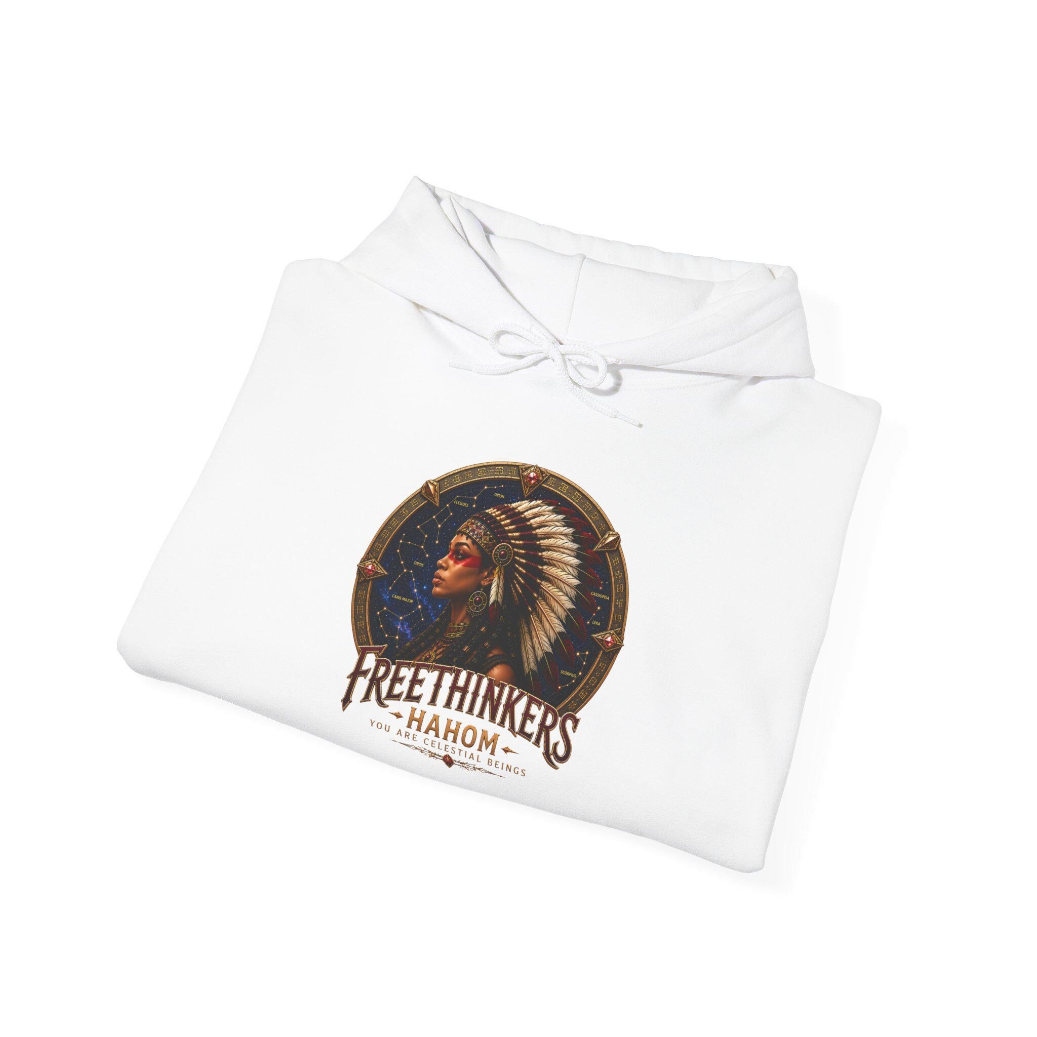Freethinkers Hahom American Indian Chieftess Hooded Sweatshirt, view 12