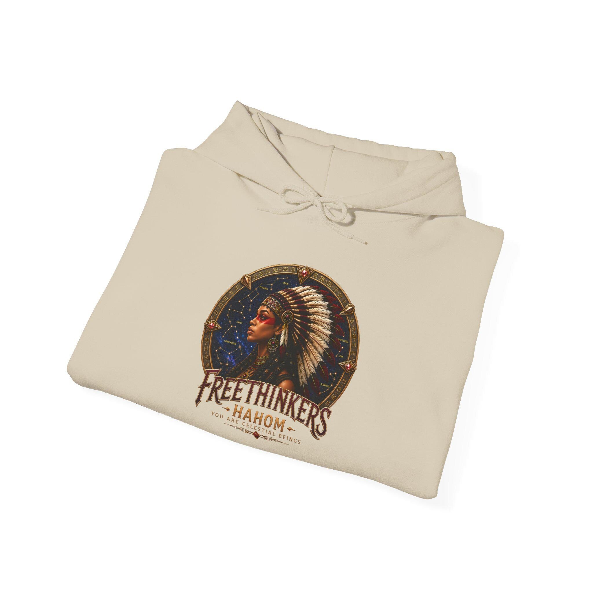 Freethinkers Hahom American Indian Chieftess Hooded Sweatshirt, view 14