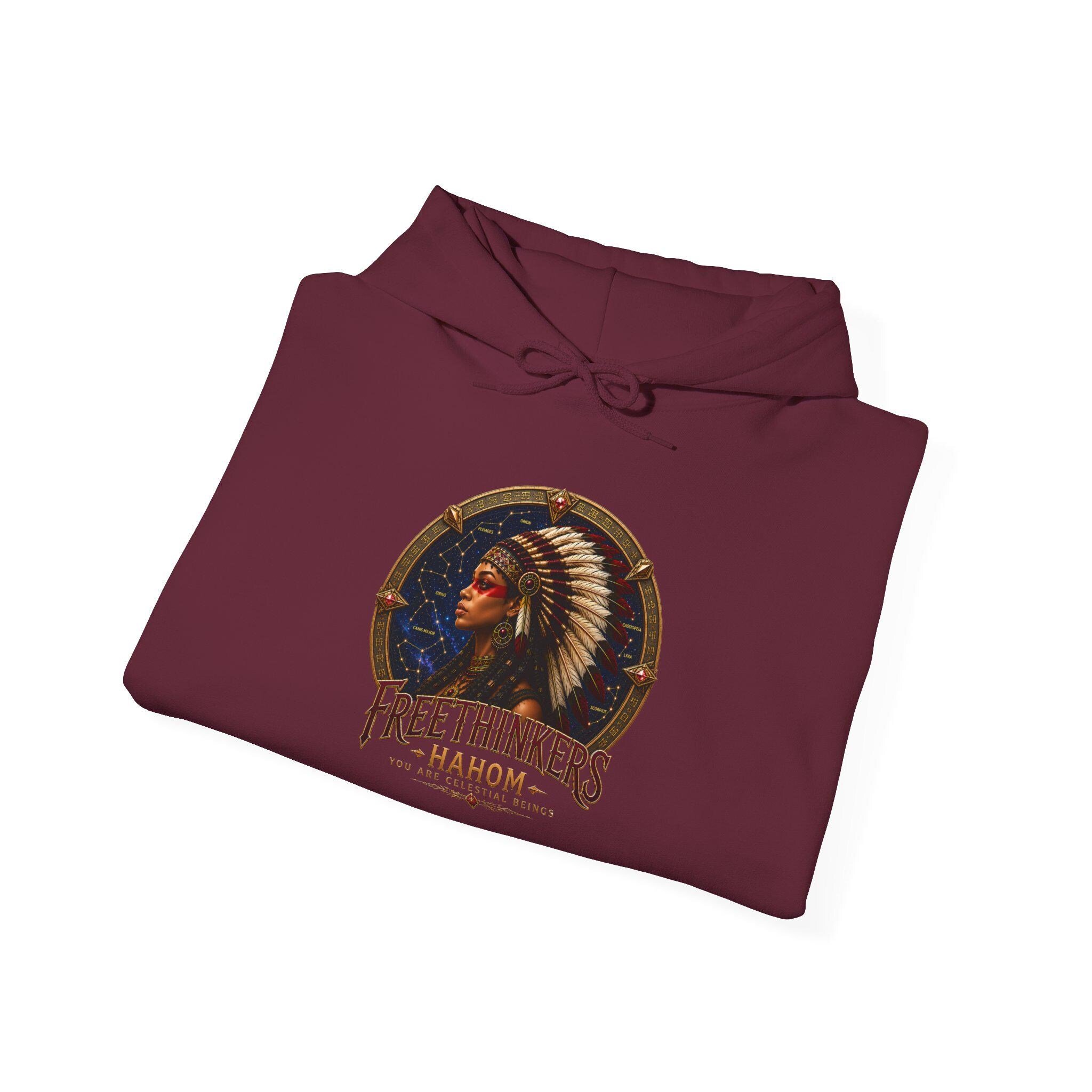 Freethinkers Hahom American Indian Chieftess Hooded Sweatshirt, view 17