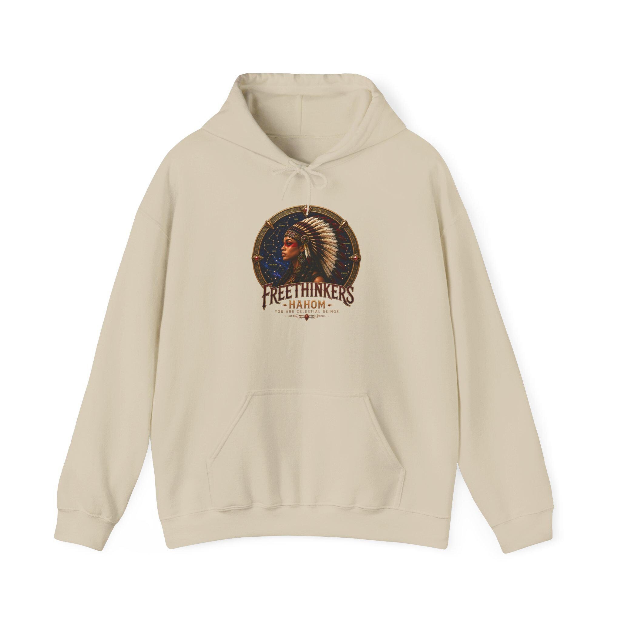Freethinkers Hahom American Indian Chieftess Hooded Sweatshirt, view 2