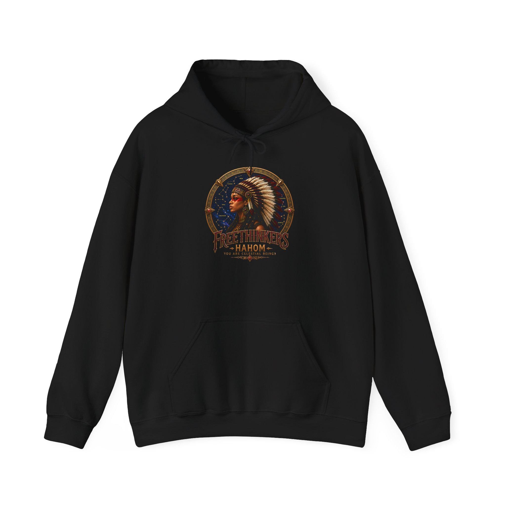 Freethinkers Hahom American Indian Chieftess Hooded Sweatshirt, view 4