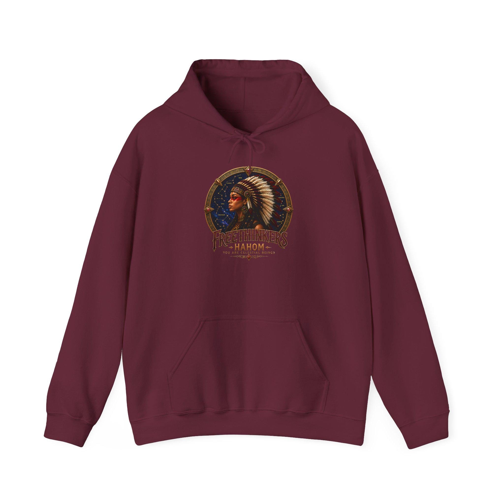 Freethinkers Hahom American Indian Chieftess Hooded Sweatshirt, view 6