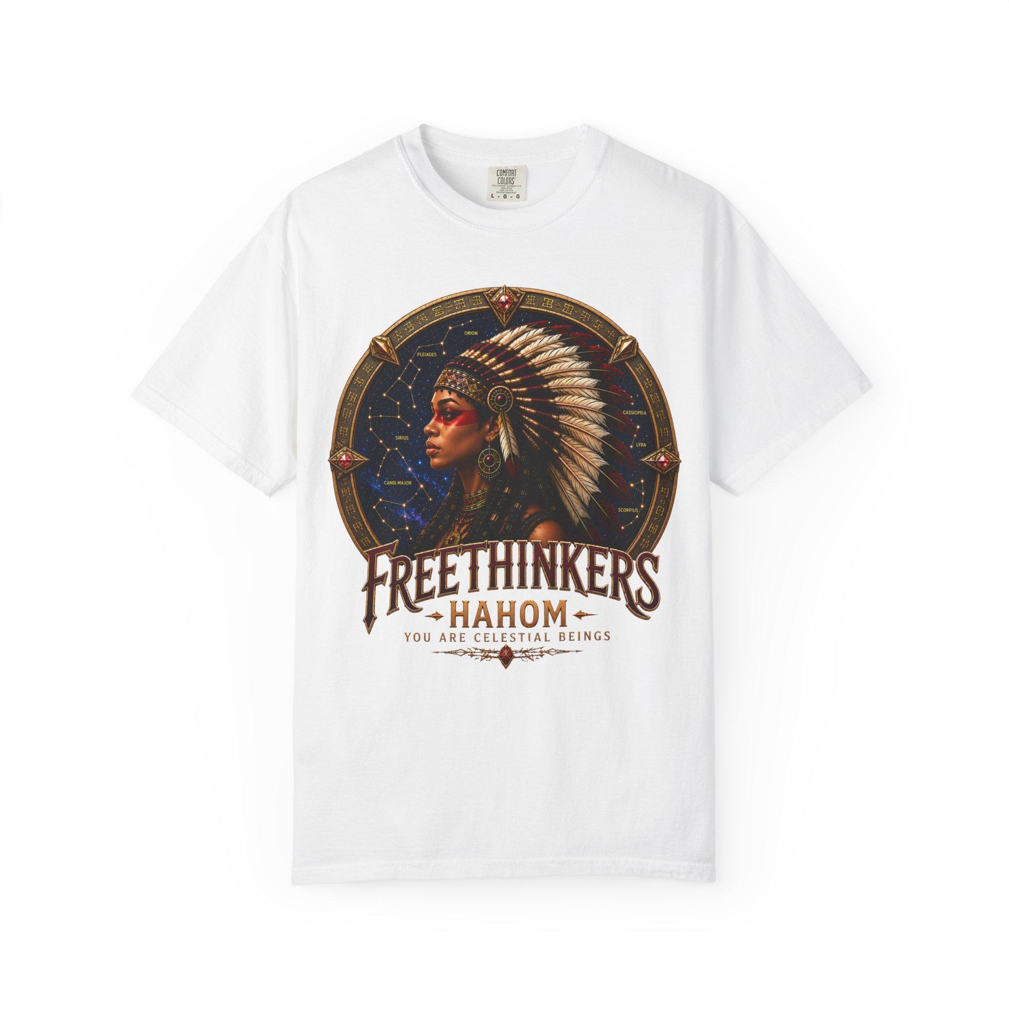 Free Thinkers Hahom Chief illustration T-Shirt American Indian headdress