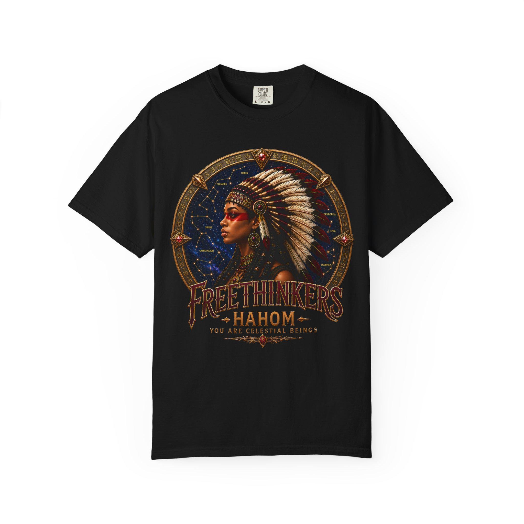 Free Thinkers Hahom Chief illustration T-Shirt American Indian headdress, view 2