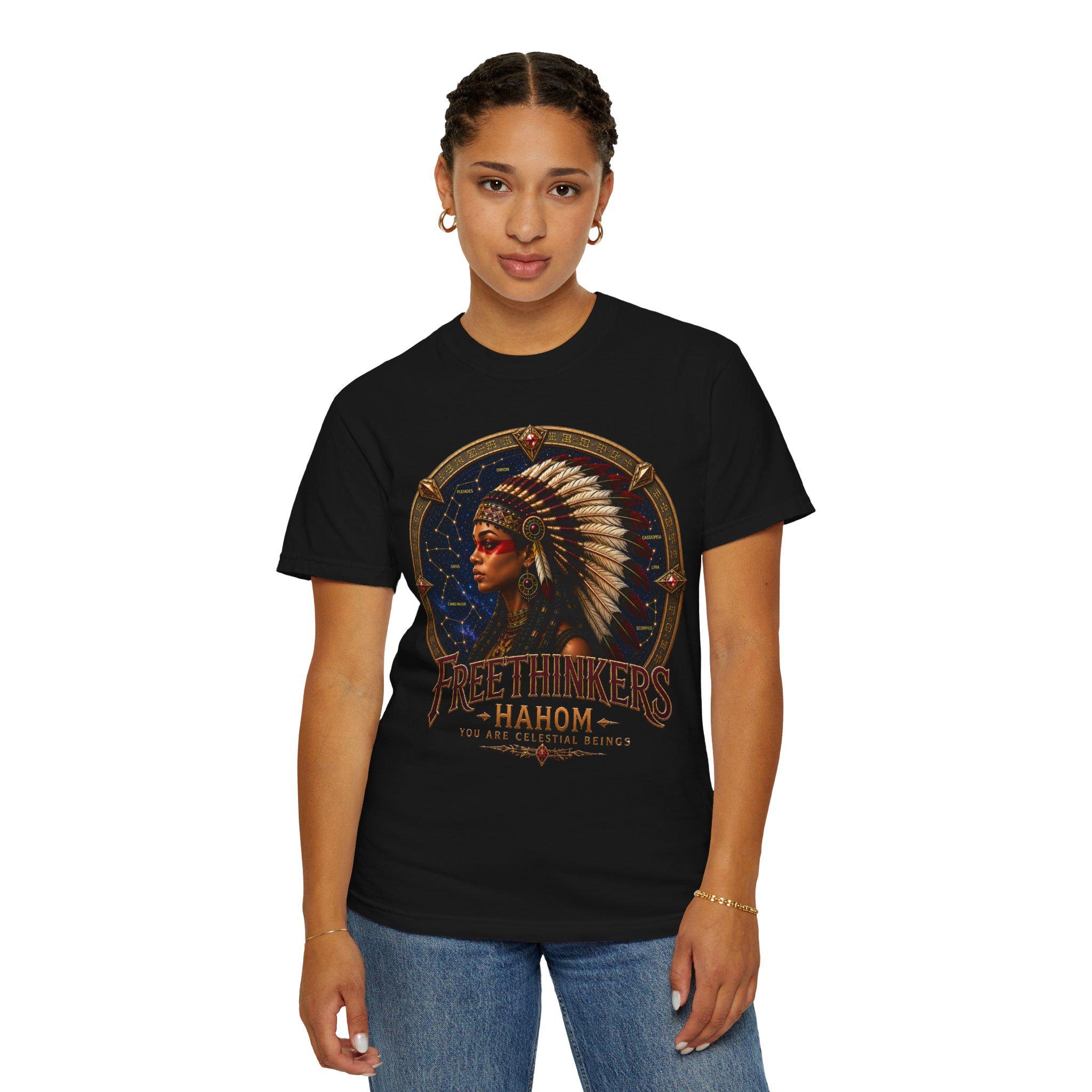 Free Thinkers Hahom Chief illustration T-Shirt American Indian headdress, view 6