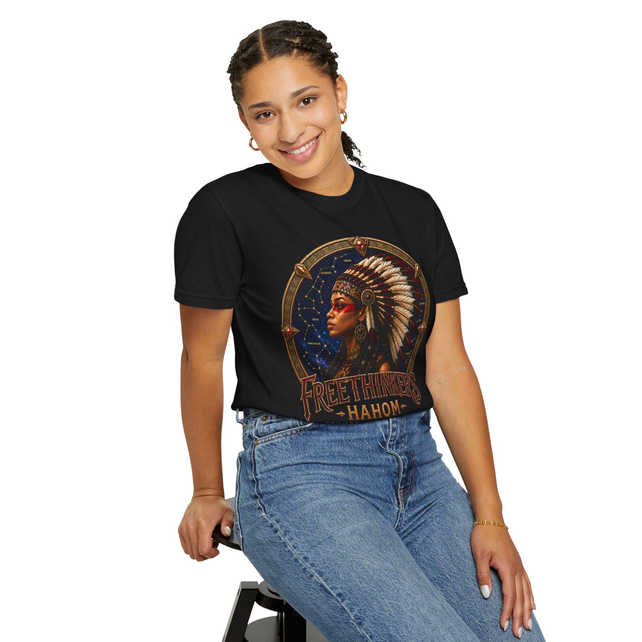 Free Thinkers Hahom Chief illustration T-Shirt American Indian headdress, view 7