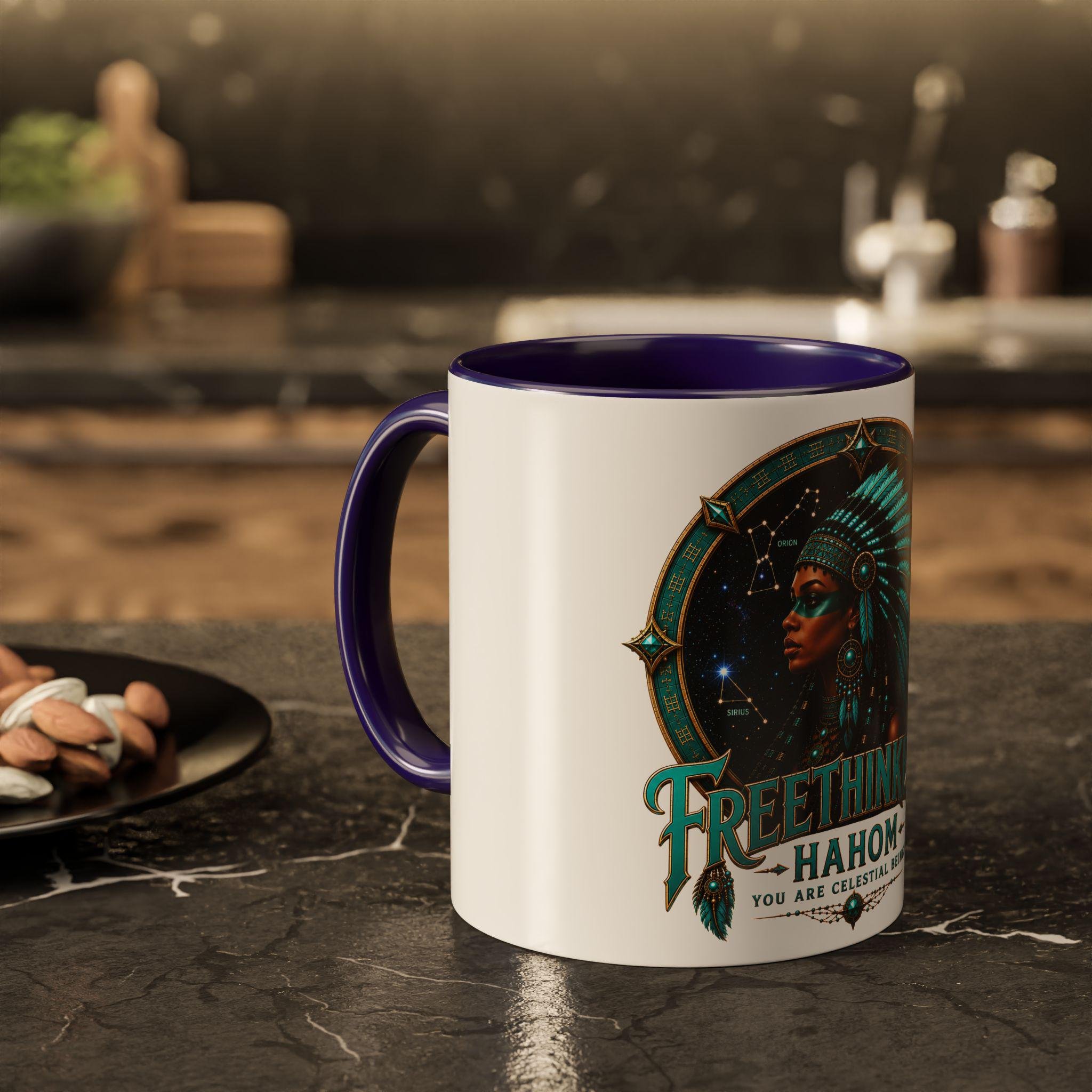 Freethinkers Hahom Indigenous American Melanated Woman Headdress Mug | 11oz 15oz Ceramic, view 12
