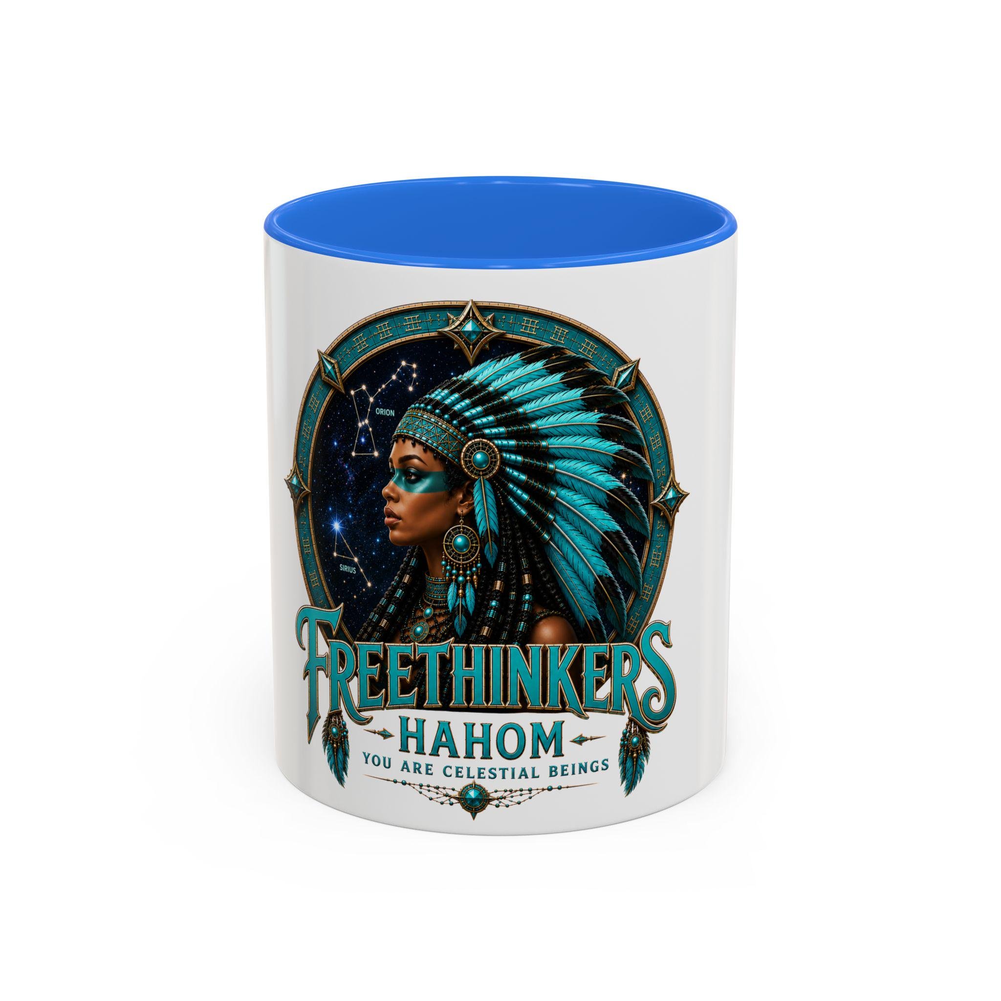 Freethinkers Hahom Indigenous American Melanated Woman Headdress Mug | 11oz 15oz Ceramic, view 13