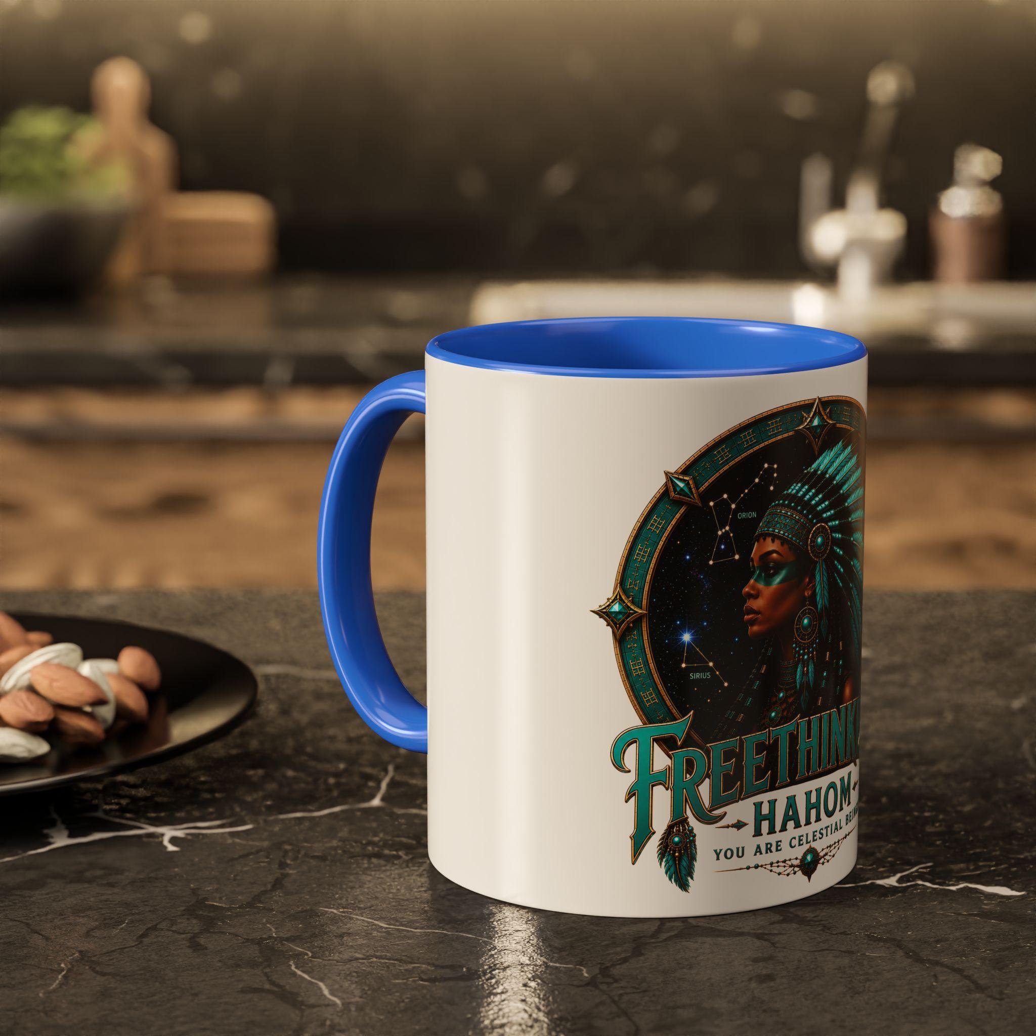 Freethinkers Hahom Indigenous American Melanated Woman Headdress Mug | 11oz 15oz Ceramic, view 18