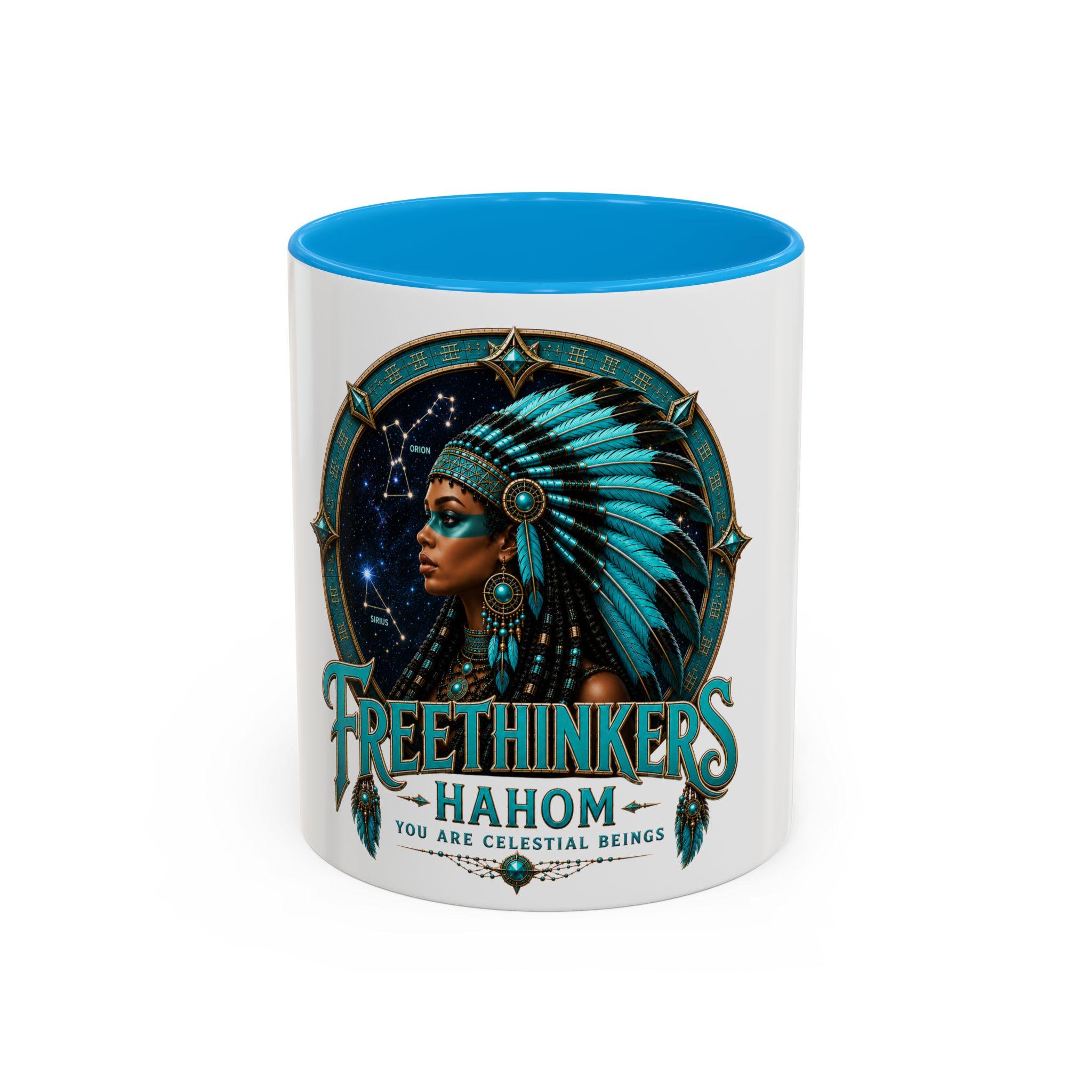 Freethinkers Hahom Indigenous American Melanated Woman Headdress Mug | 11oz 15oz Ceramic, view 19