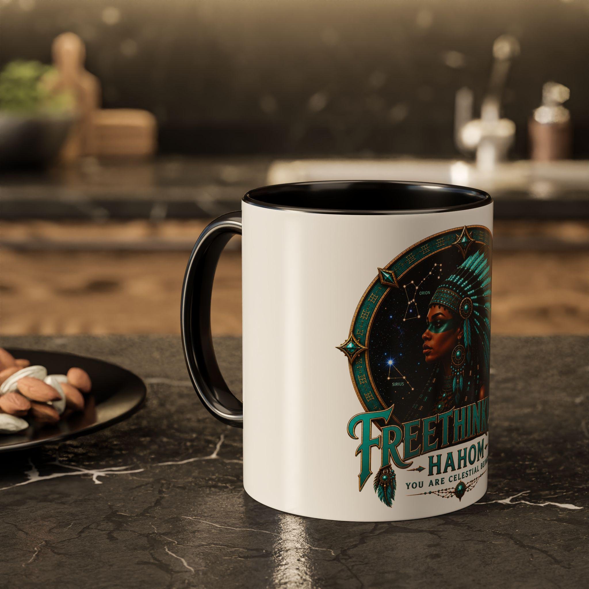 Freethinkers Hahom Indigenous American Melanated Woman Headdress Mug | 11oz 15oz Ceramic, view 6