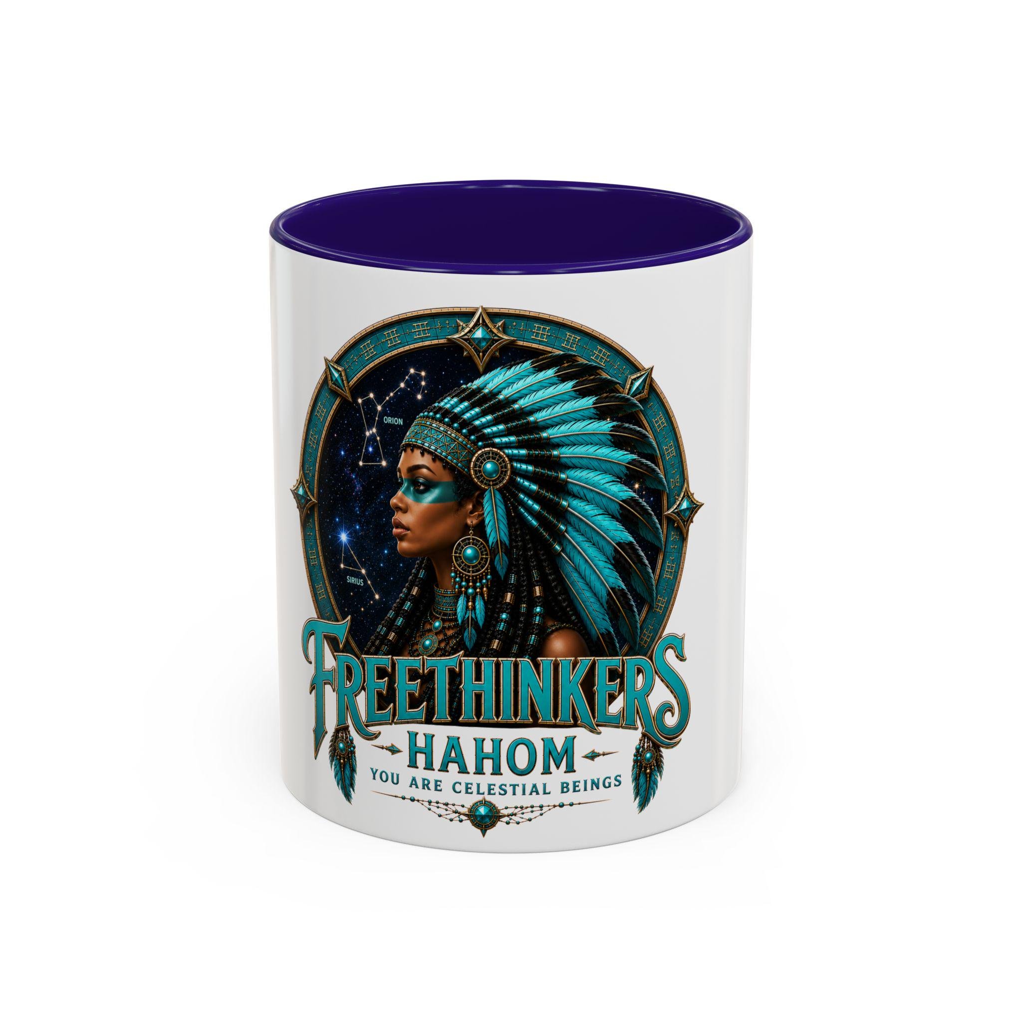 Freethinkers Hahom Indigenous American Melanated Woman Headdress Mug | 11oz 15oz Ceramic, view 7