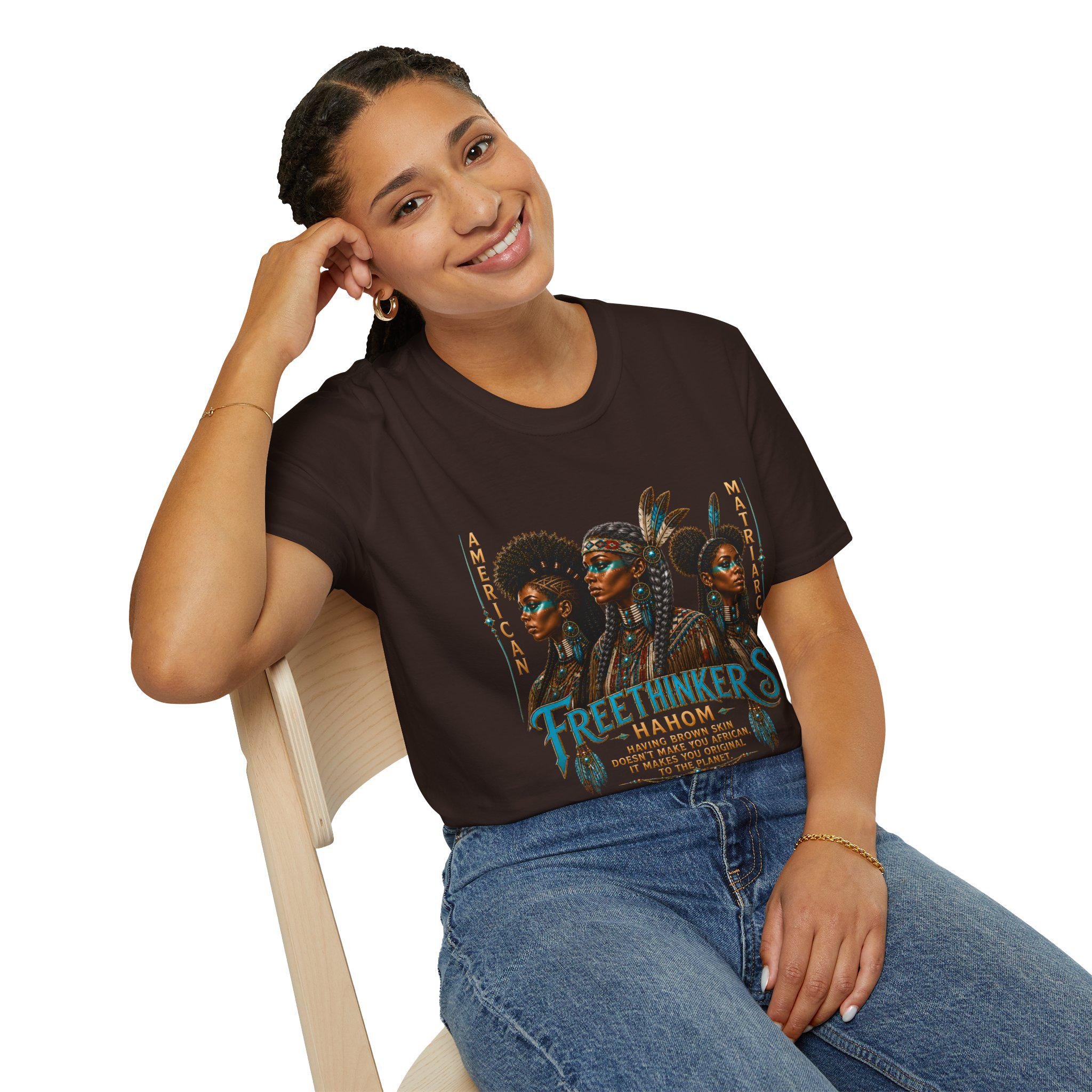 Freethinkers Hahom American Matriarchs Indigenous Artwork T-Shirt Black Women Portrait Tee, view 19