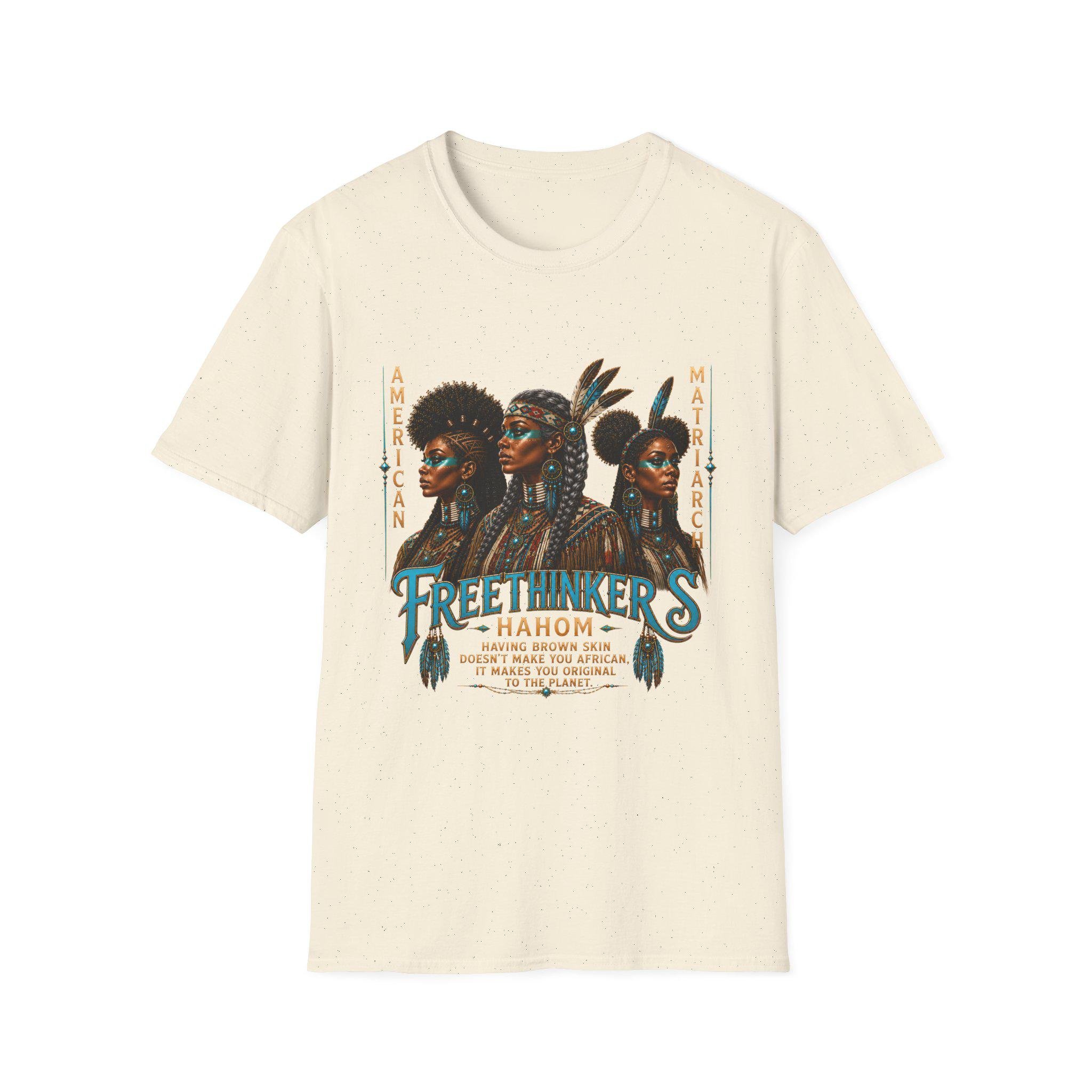 Freethinkers Hahom American Matriarchs Indigenous Artwork T-Shirt Black Women Portrait Tee, view 4