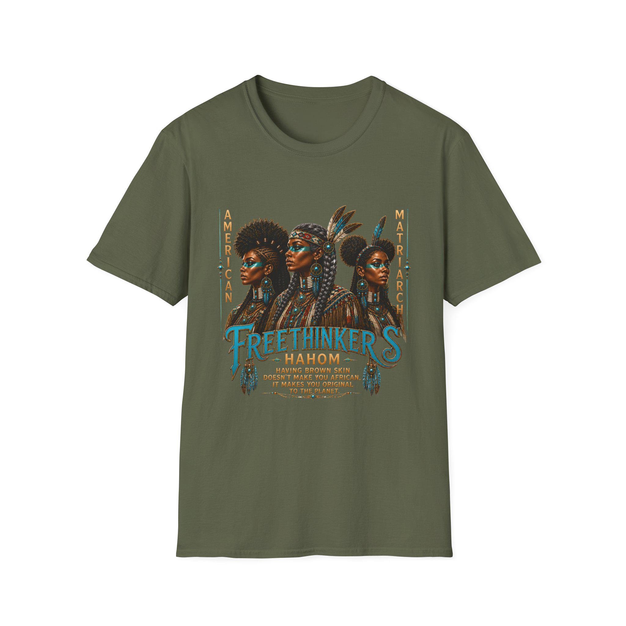 Freethinkers Hahom American Matriarchs Indigenous Artwork T-Shirt Black Women Portrait Tee, view 5