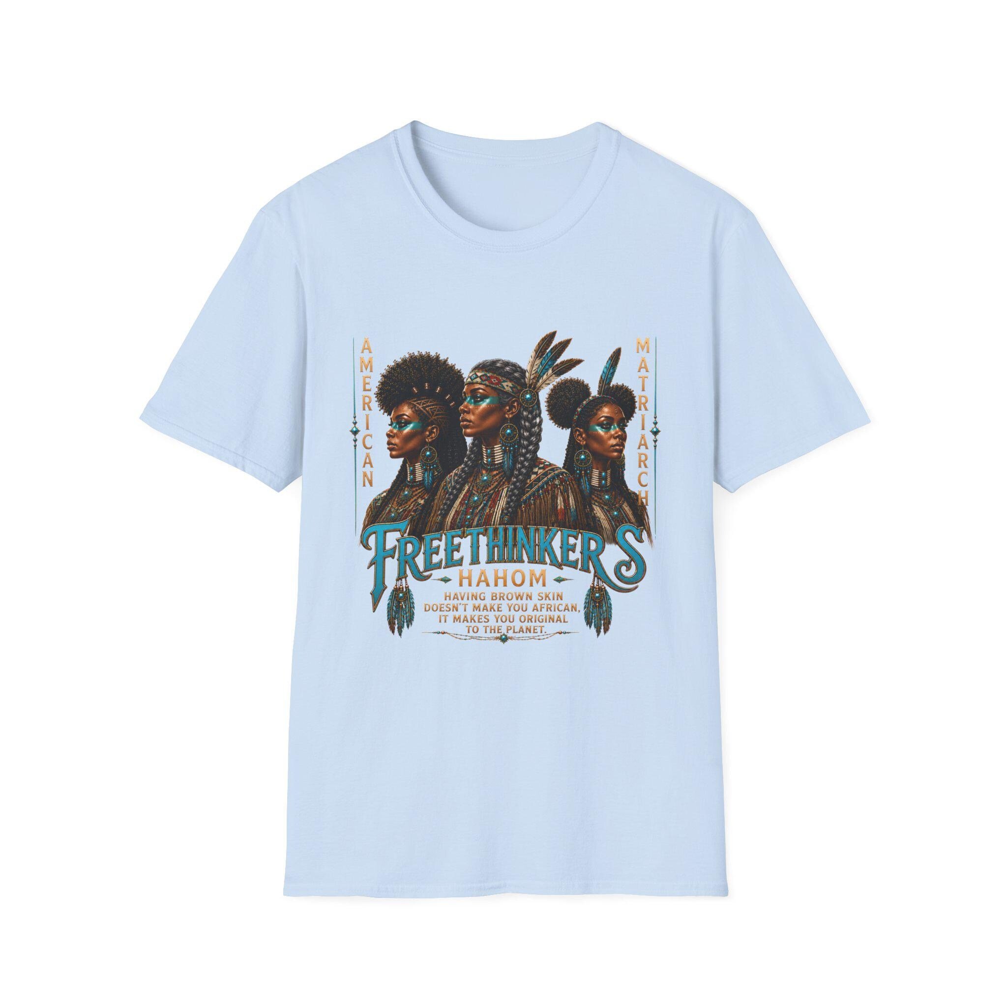 Freethinkers Hahom American Matriarchs Indigenous Artwork T-Shirt Black Women Portrait Tee, view 6