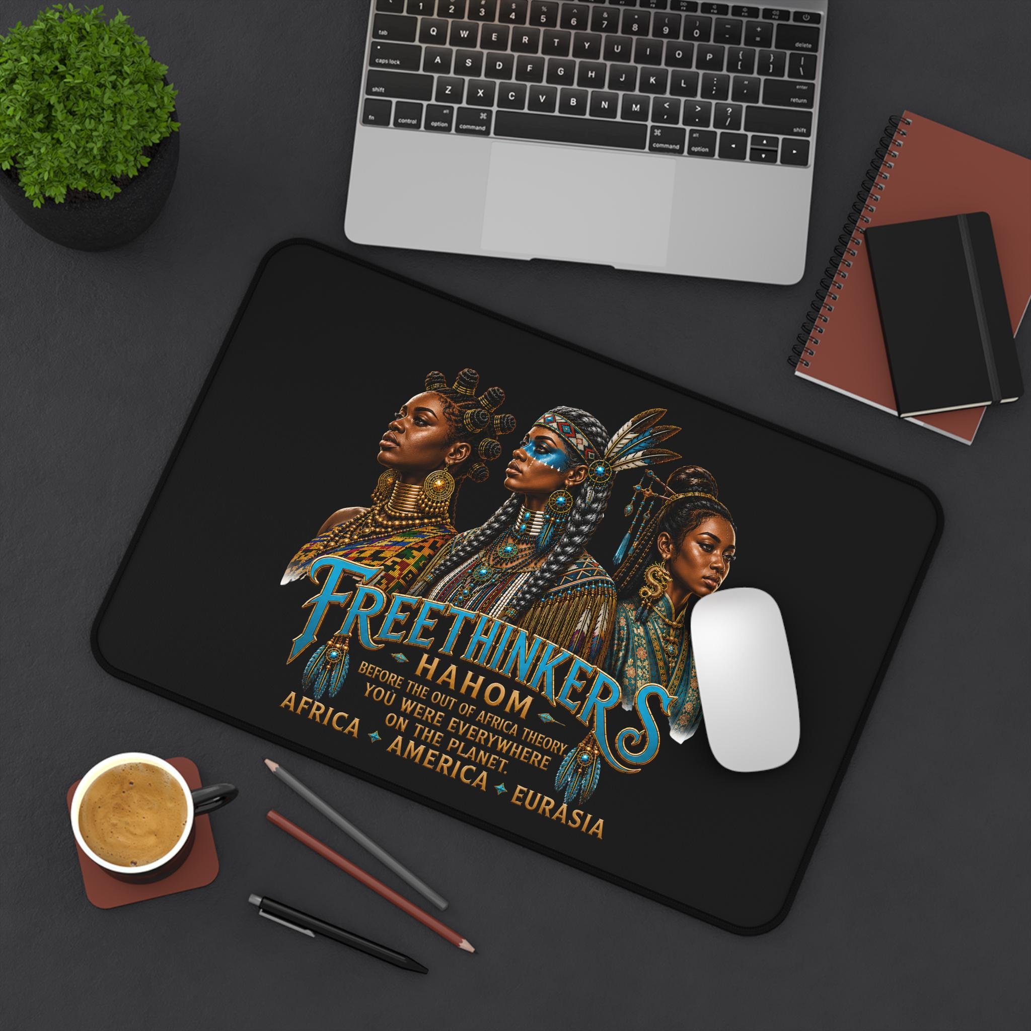 Freethinkers Hahom World Wide Matriachs Portrait Desk Mat Africa America Eurasia, view 3