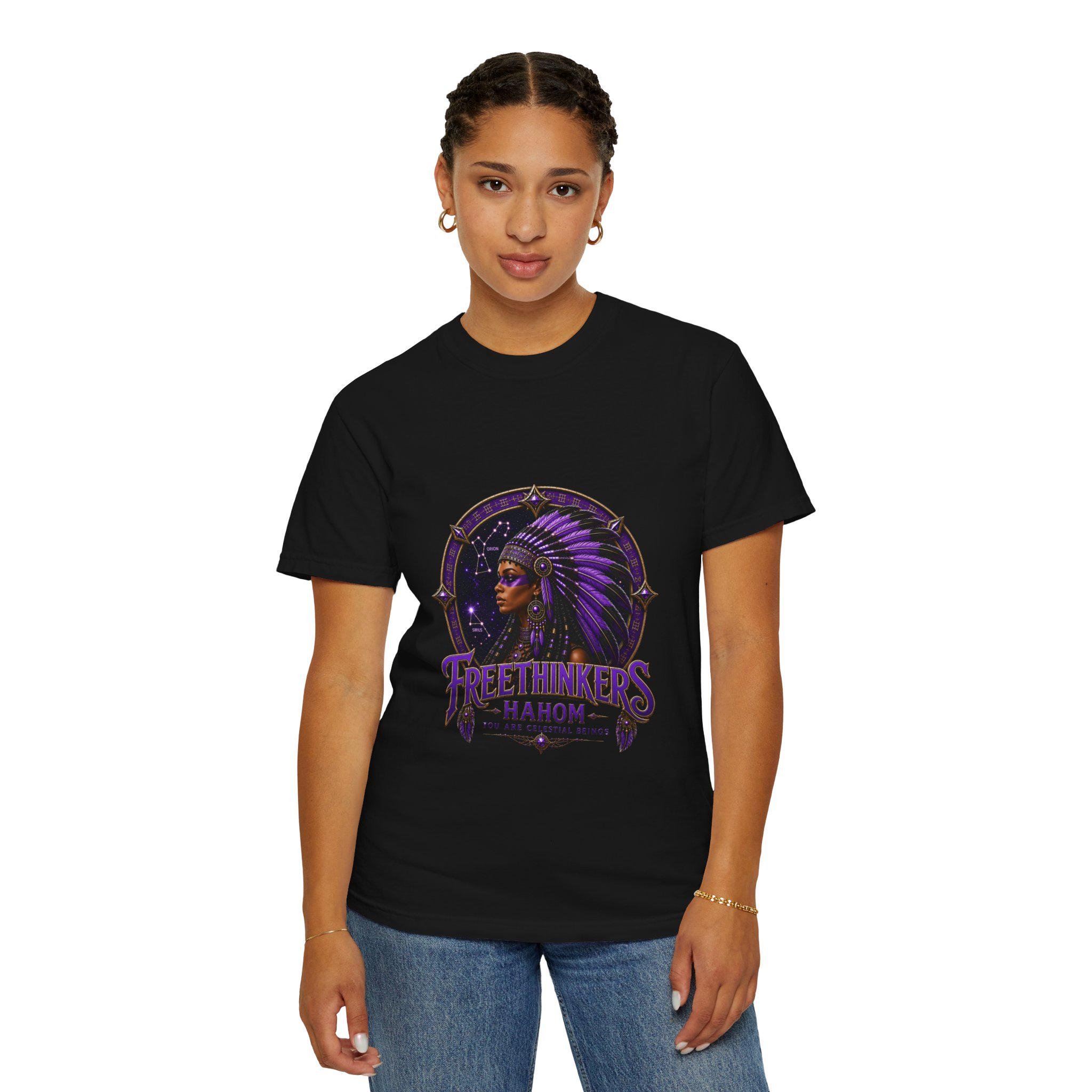 Freethinkers Hahom American Matriarch Headdress T-Shirt Purple Astral Stargate, view 11