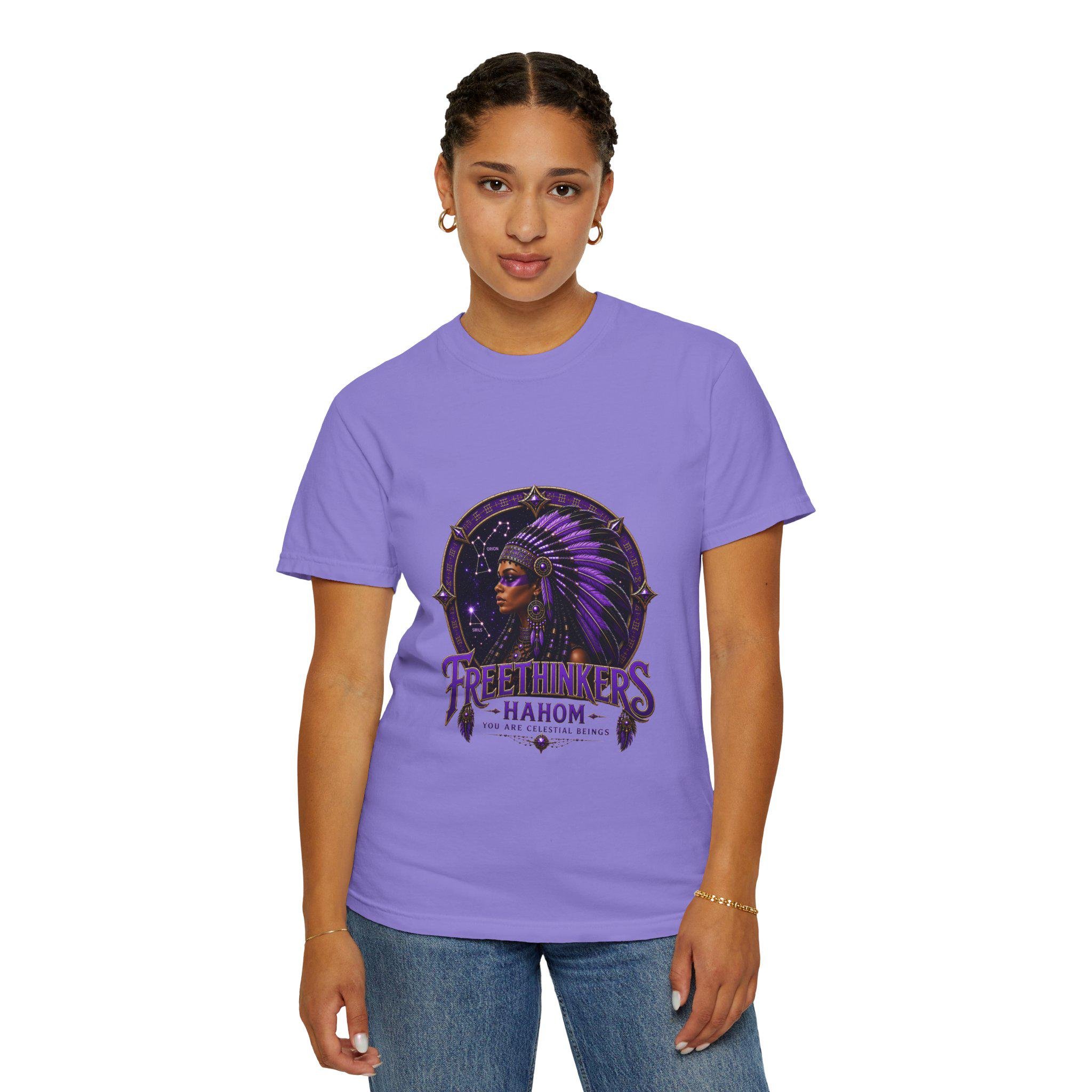 Freethinkers Hahom American Matriarch Headdress T-Shirt Purple Astral Stargate, view 12
