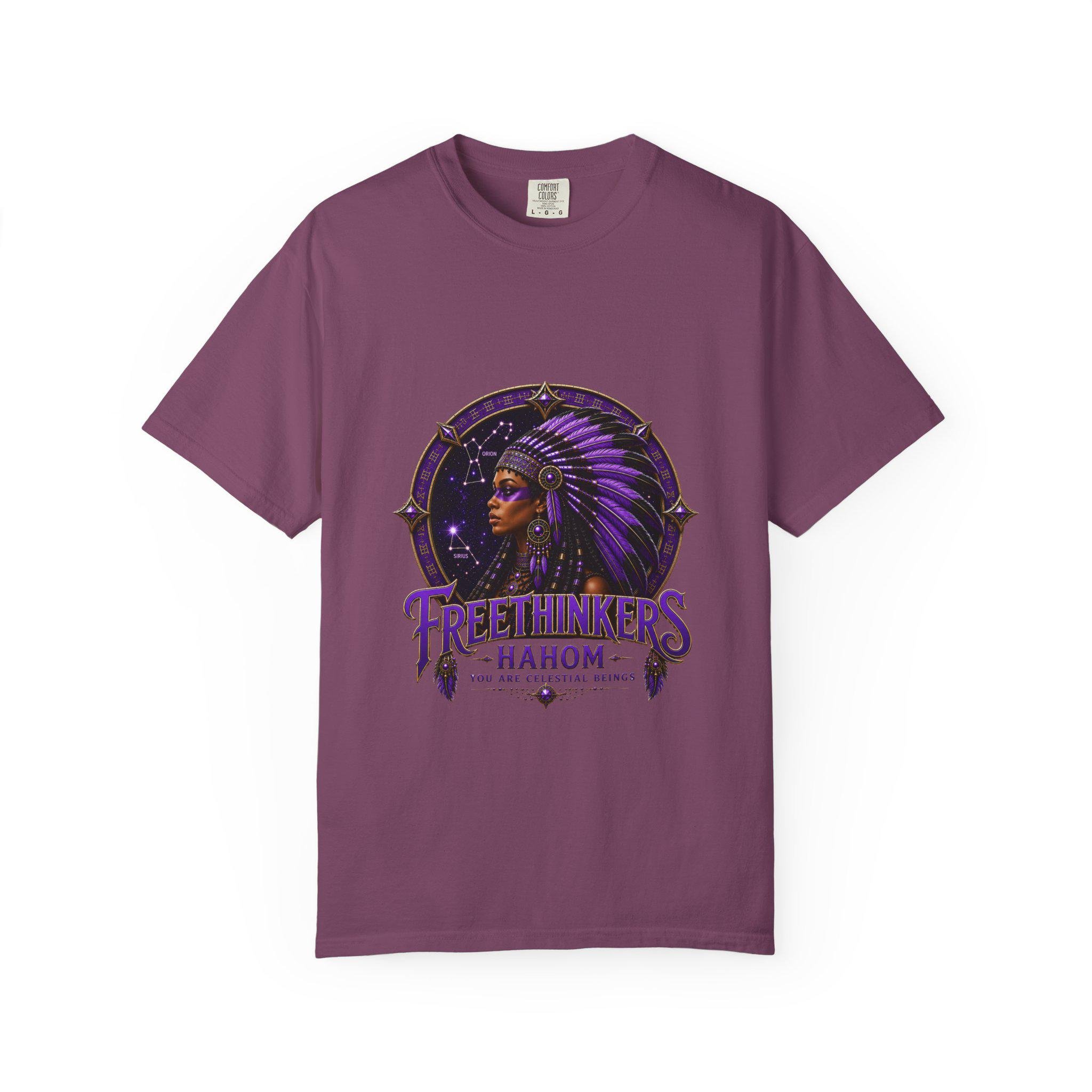 Freethinkers Hahom American Matriarch Headdress T-Shirt Purple Astral Stargate, view 5
