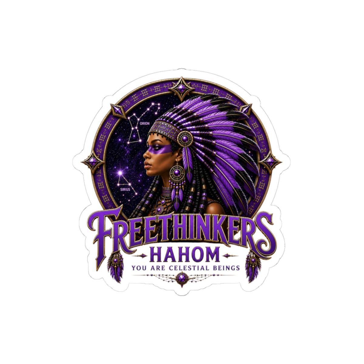 Freethinkers Hahom American Woman Matriarch Sticker Purple Astral Portrait Kiss-Cut Stargate