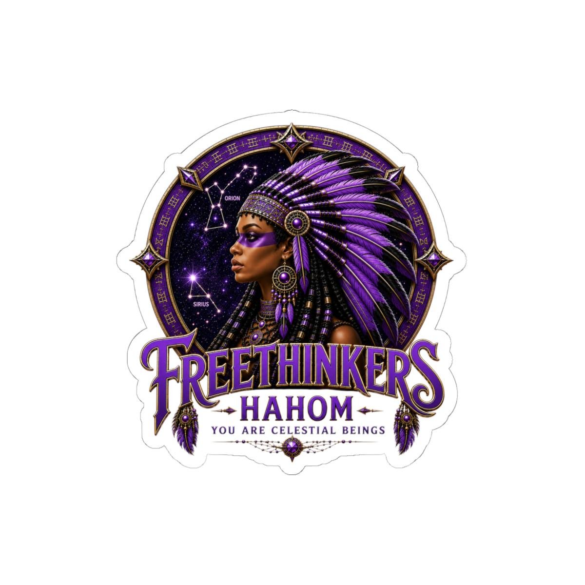 Freethinkers Hahom American Woman Matriarch Sticker Purple Astral Portrait Kiss-Cut Stargate, view 7